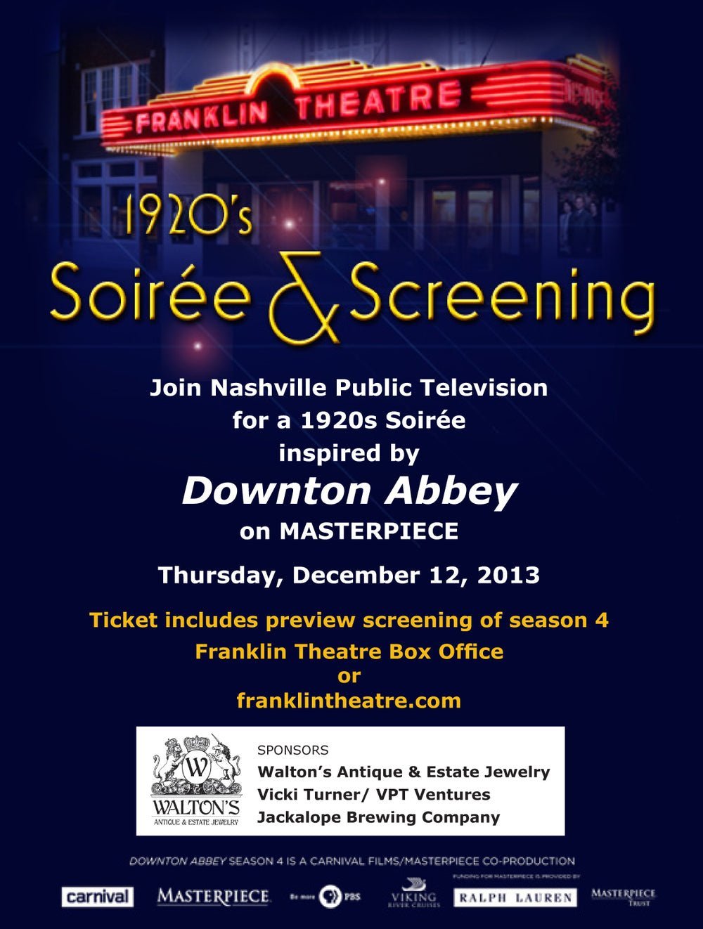 Walton's Sponsers Downton Abbey Soiree and Screening - Walton's Jewelry