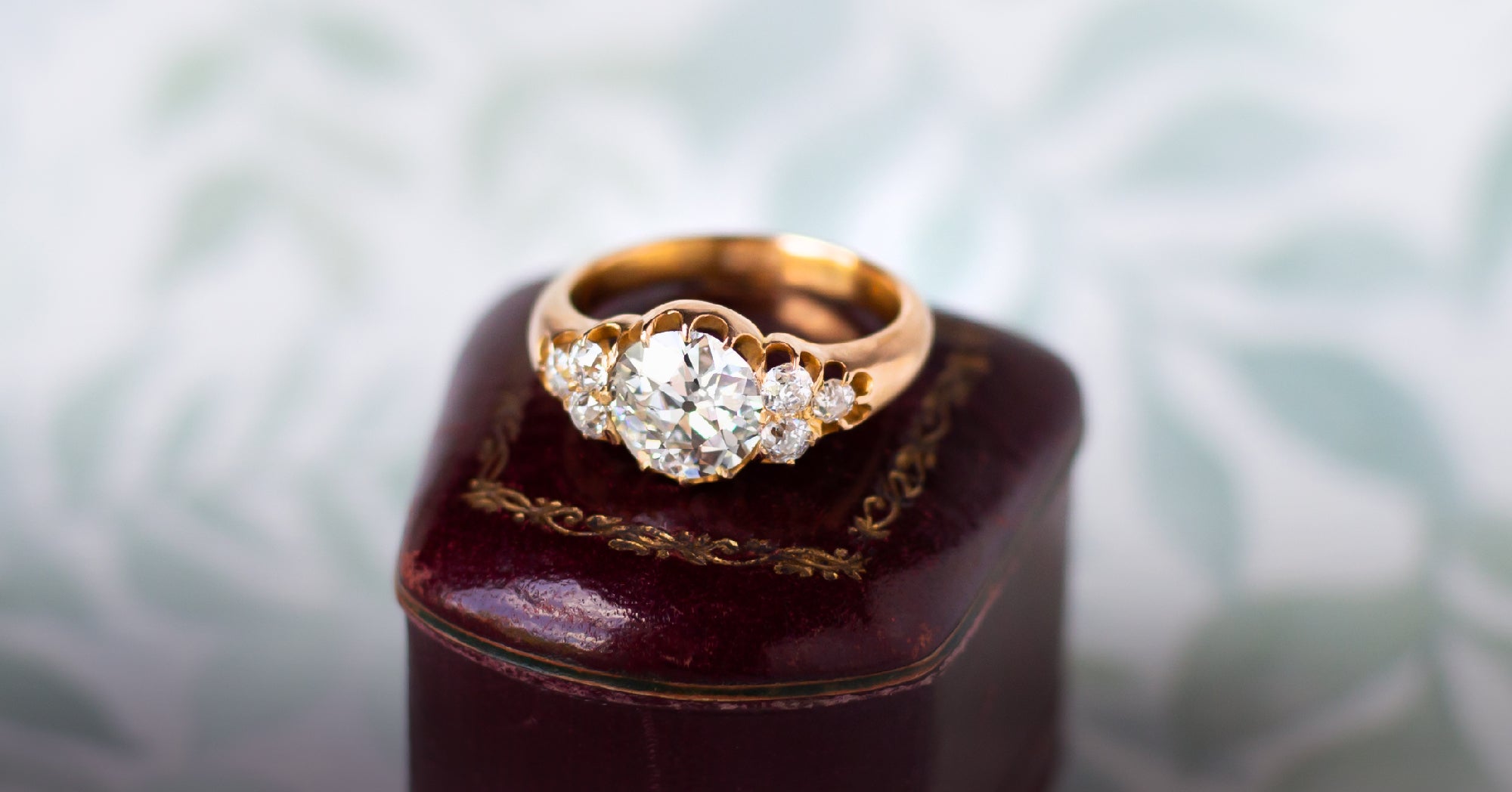 Victorian Old Mine Cut Diamond Buttercup Ring | A Selection of Antique Rings available at Walton's Jewelry