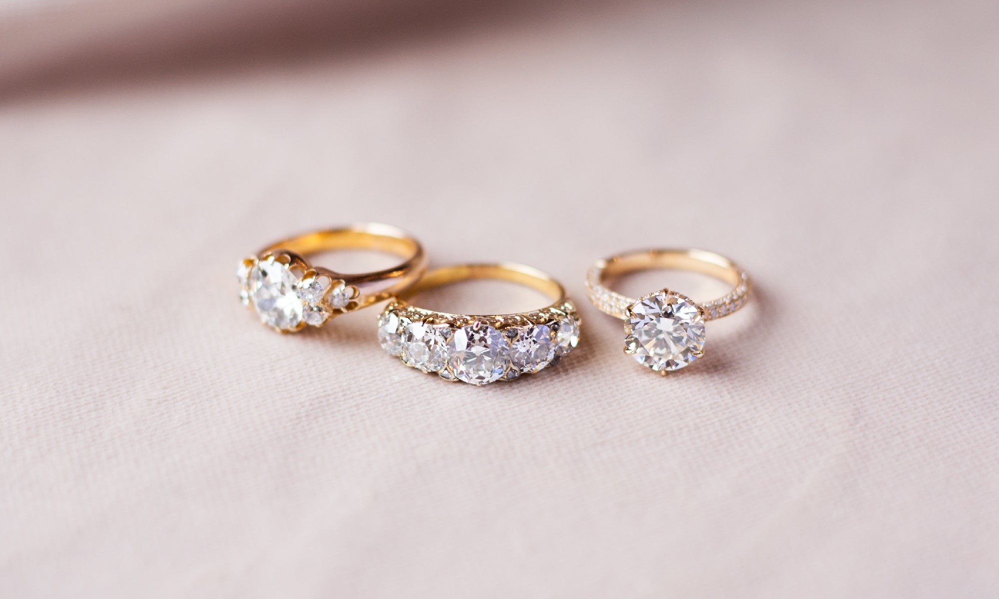 Victorian Diamond Ring, Edwardian Diamond Ring, and a Custom Solitaire Diamond Engagement Ring | All Diamond Engagement Rings at Walton's Jewelry