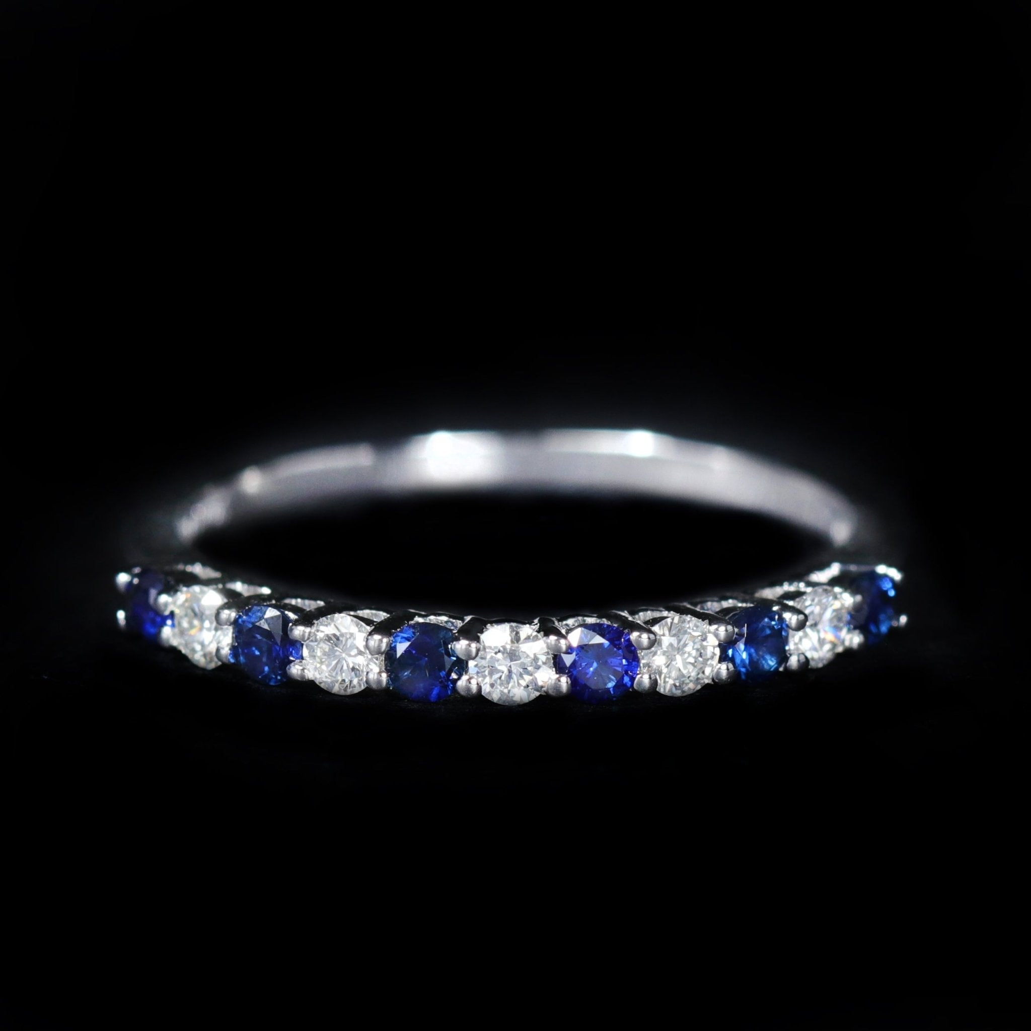 14K White Gold 0.24 CTW Sapphire and Diamond Band - Walton's Jewelry