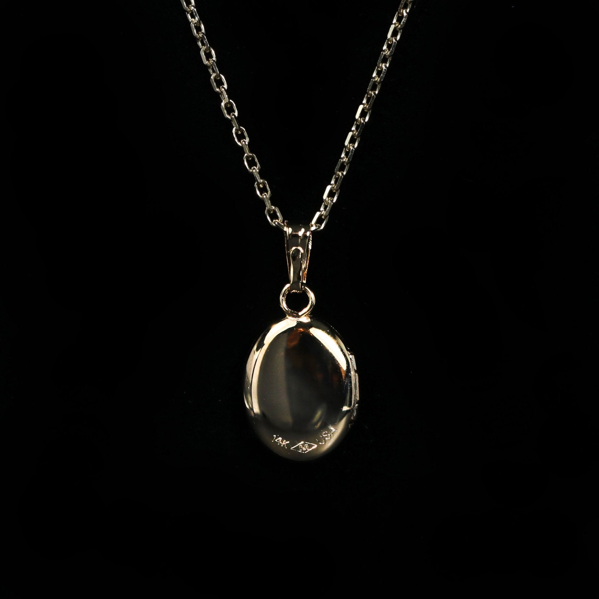 14K Yellow Gold Mini Oval Diamond Locket - Walton's Jewelry