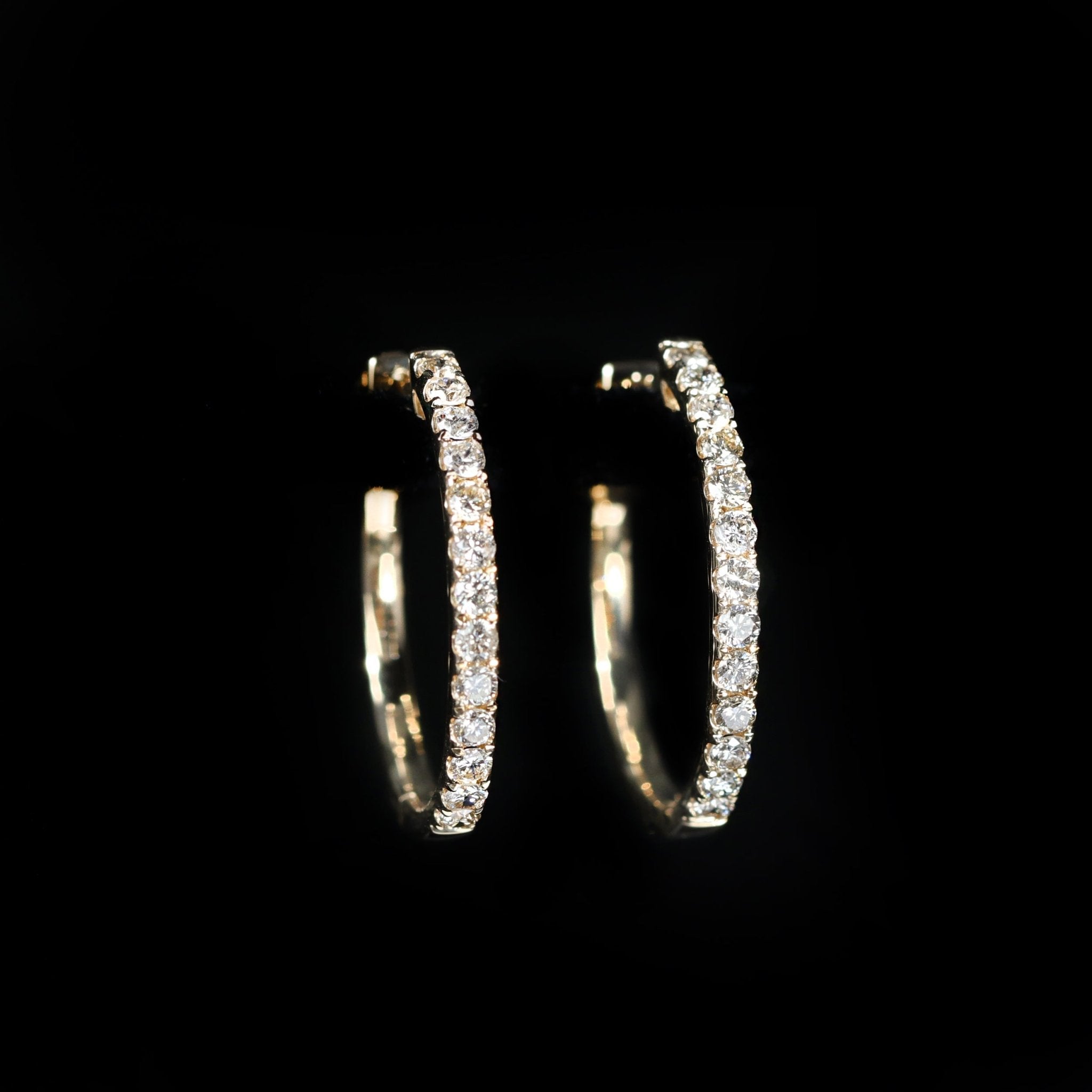 14K Yellow Gold 1.08 CTW Diamond Hoop Earrings - Walton's Jewelry