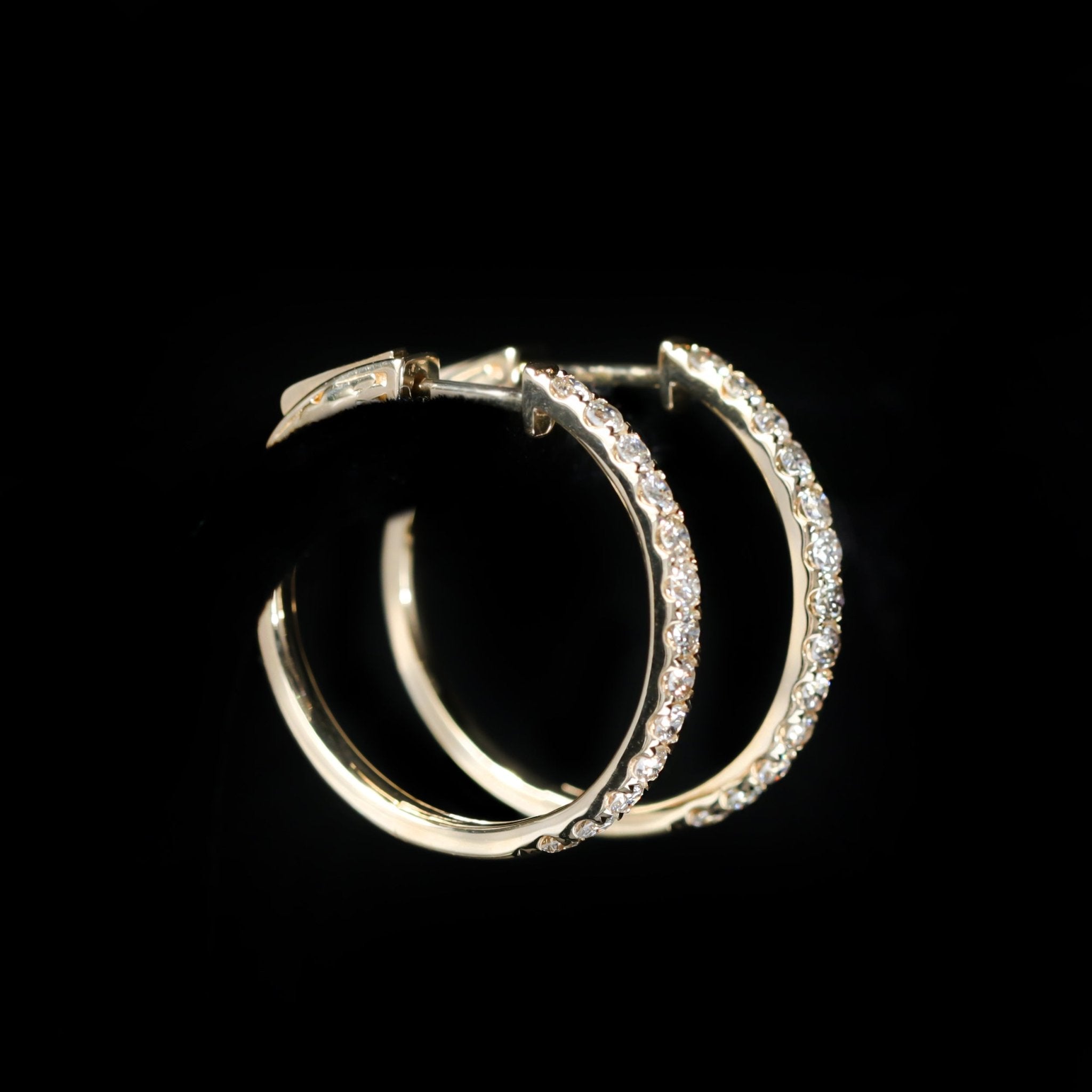 14K Yellow Gold 1.08 CTW Diamond Hoop Earrings - Walton's Jewelry