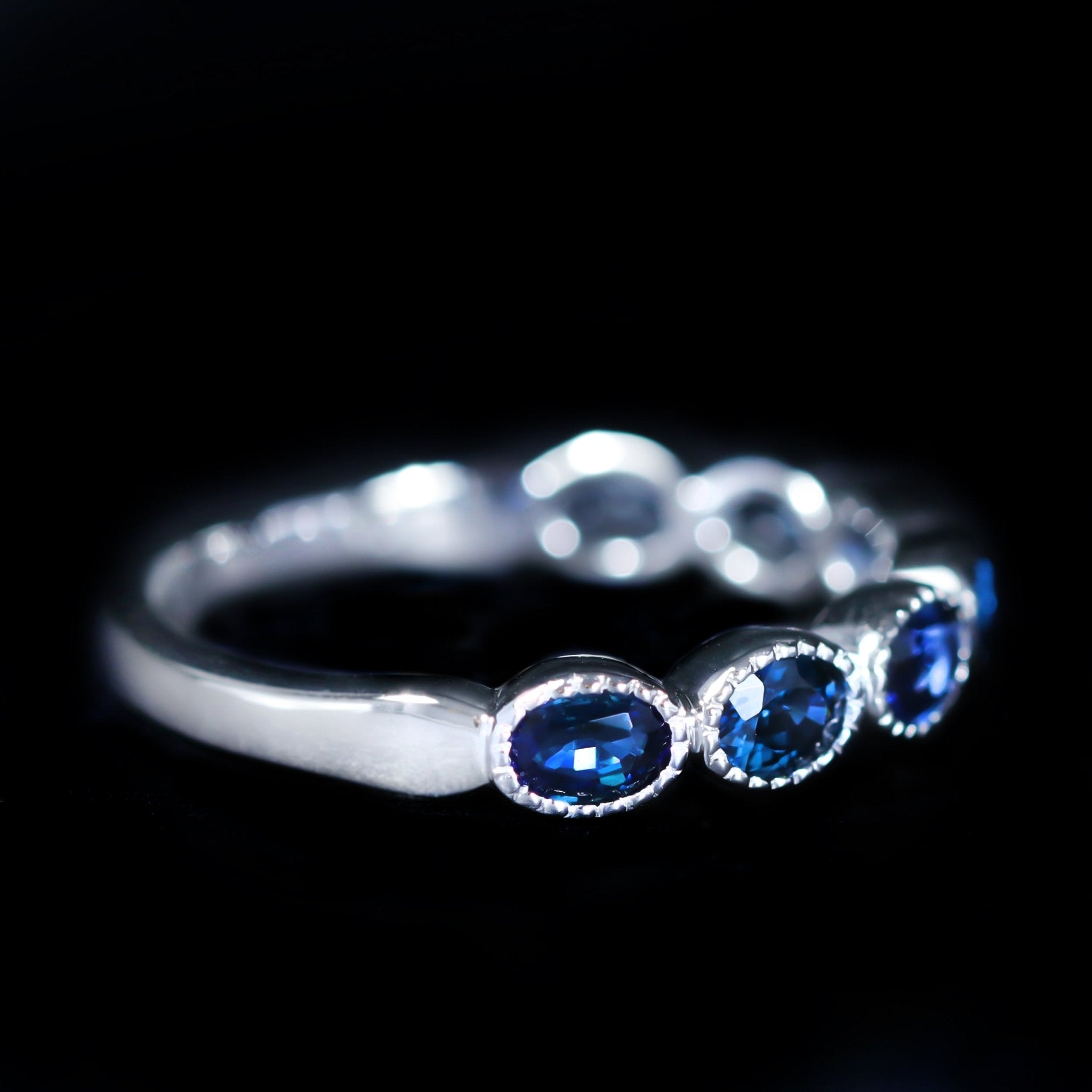 14K White Gold 1.50 CTW Oval Sapphire Band - Walton's Jewelry