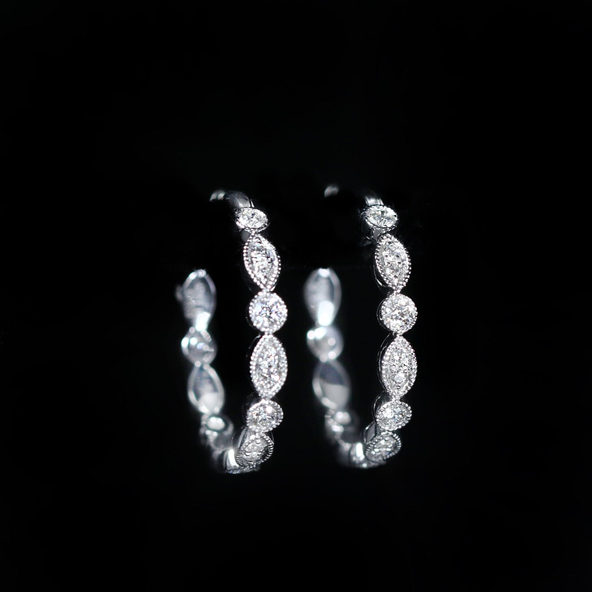 14K White Gold 0.51 CTW Diamond Hoop Earrings - Walton's Jewelry