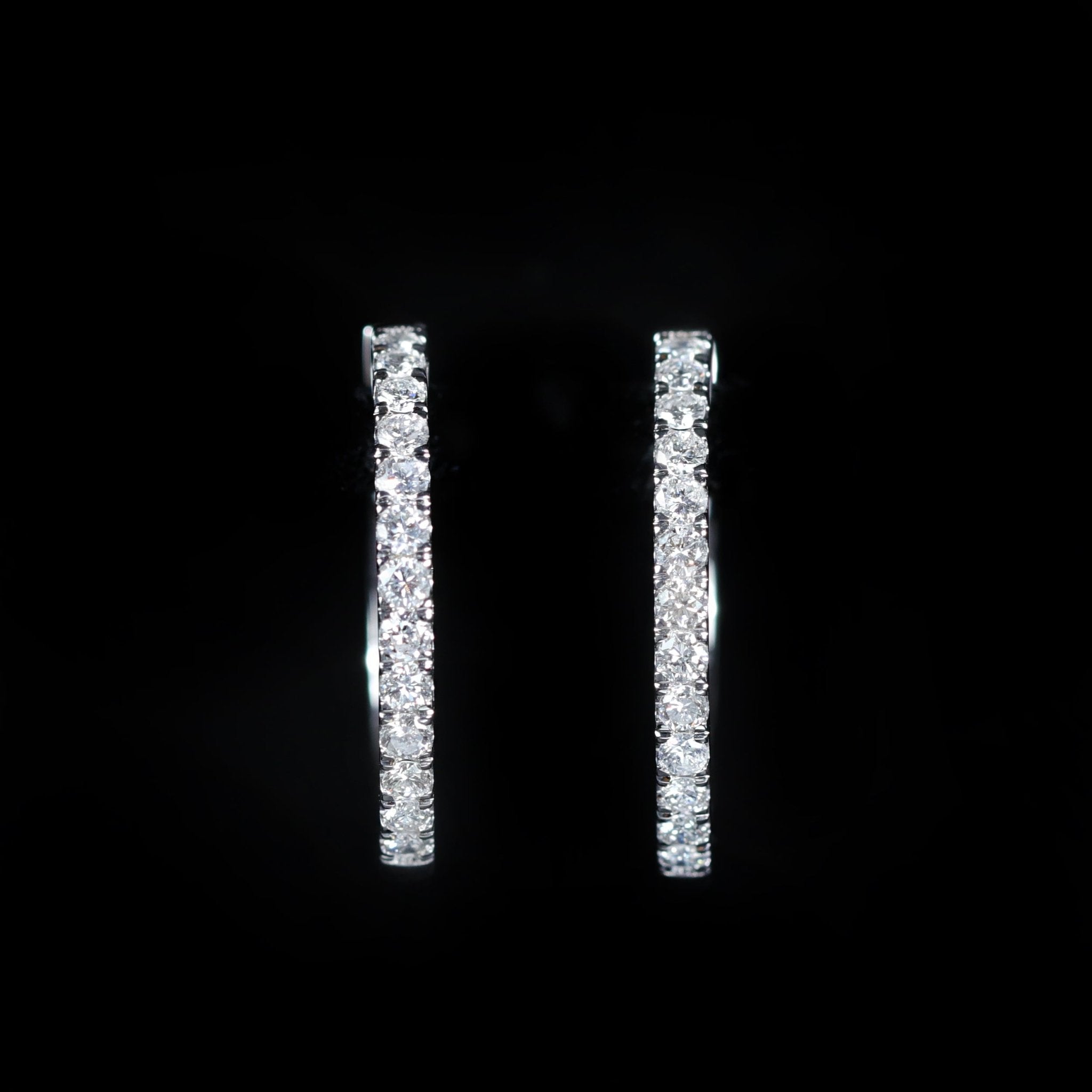 14K White Gold 1.08 CTW Diamond Hoop Earrings - Walton's Jewelry