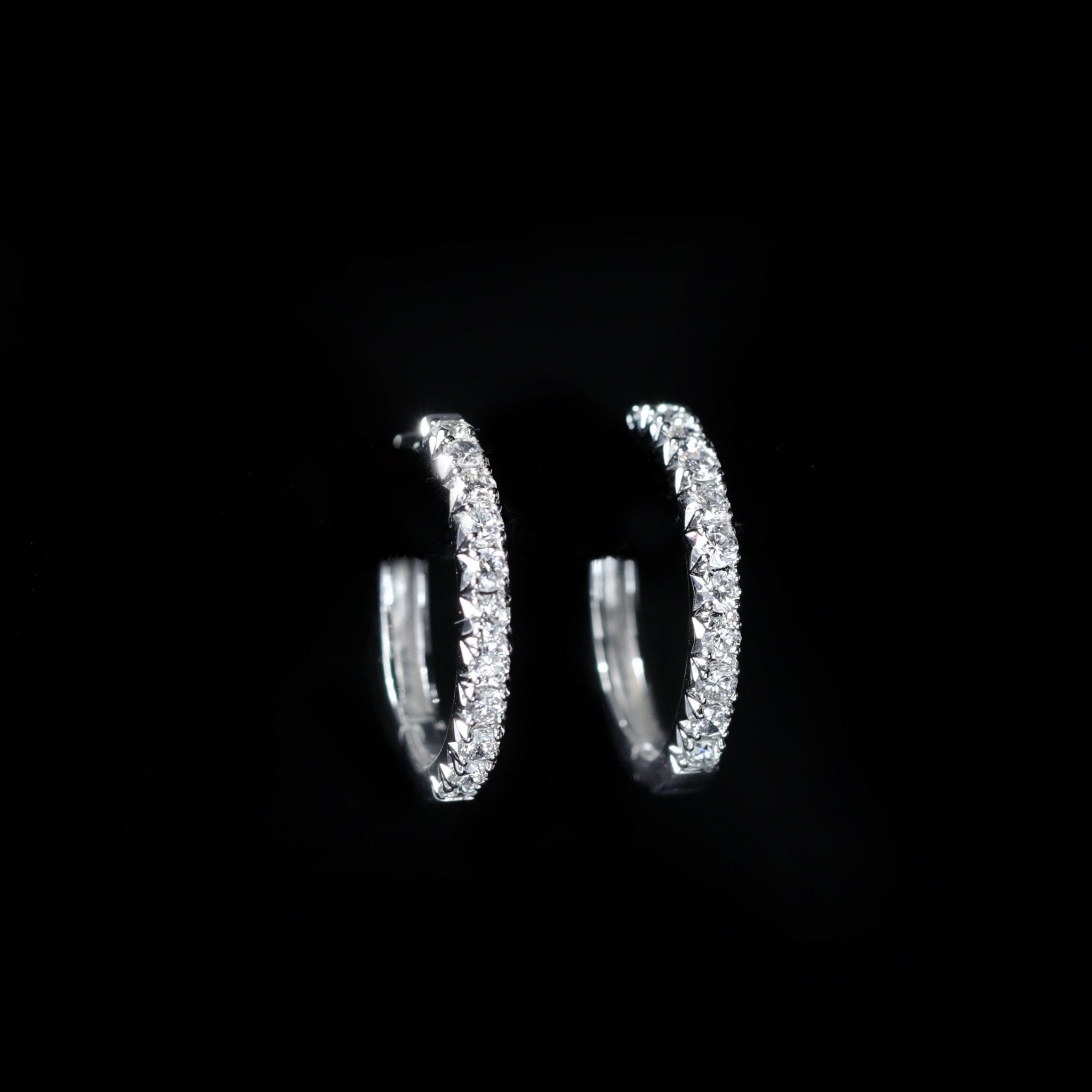 14K White Gold 0.54 CTW Diamond Hoop Earrings - Walton's Jewelry