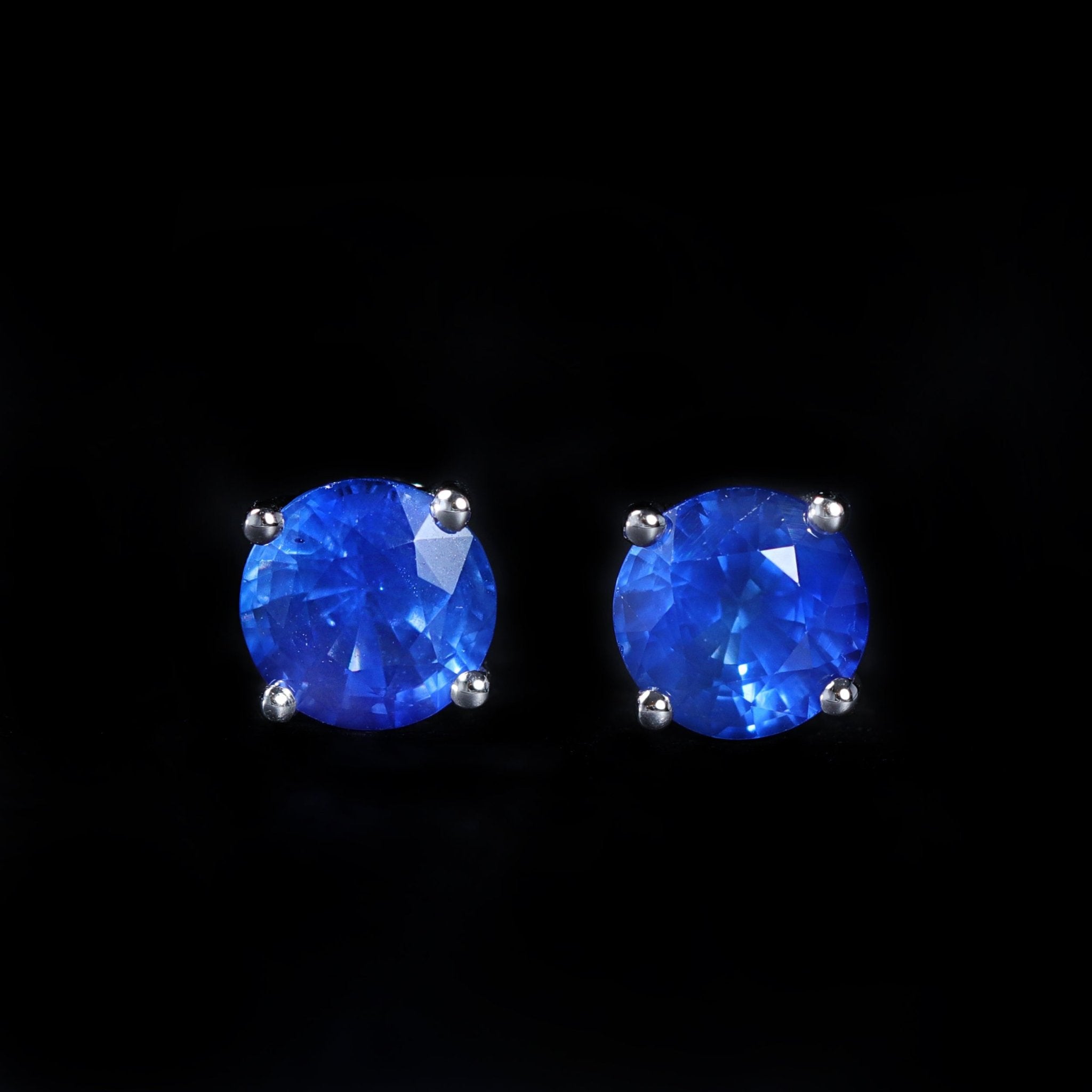 14K White Gold 1.42 CTW Sapphire Stud Earrings - Walton's Jewelry