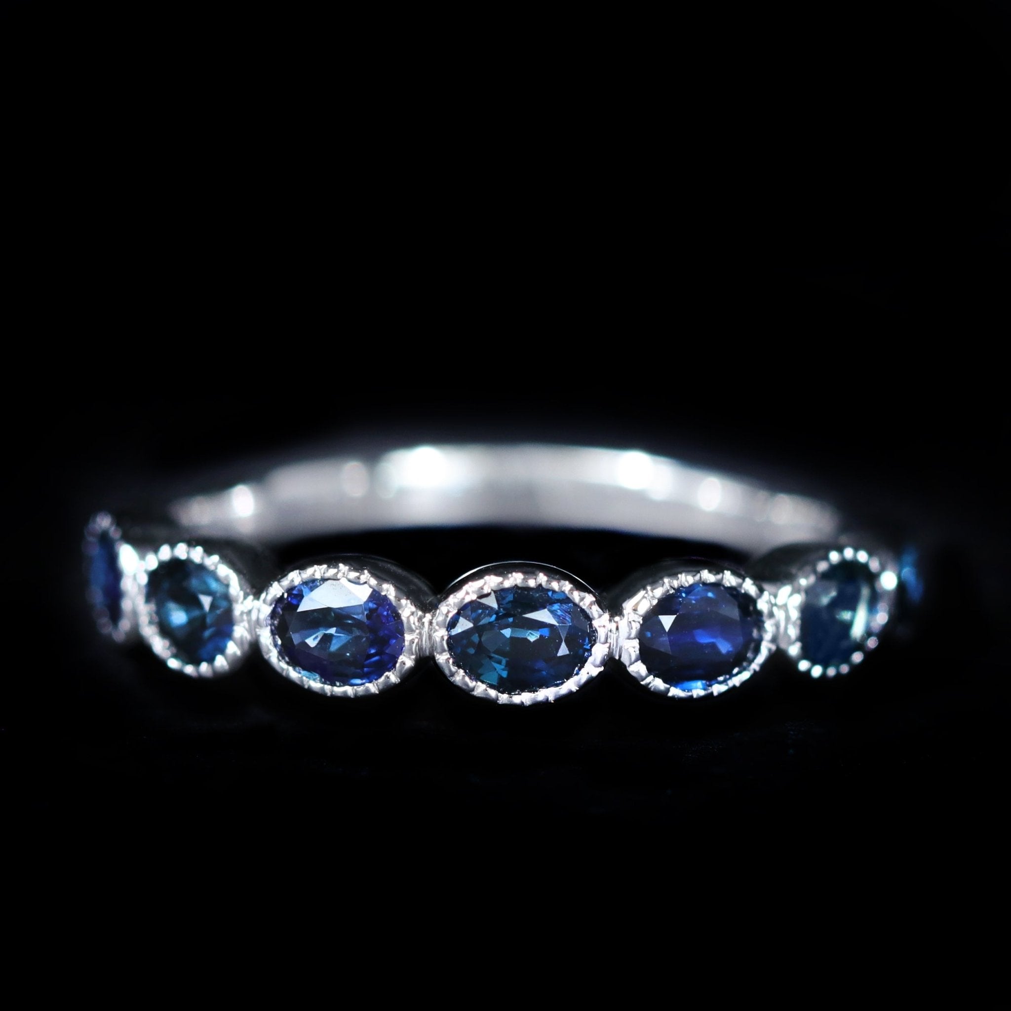 14K White Gold 1.50 CTW Oval Sapphire Band - Walton's Jewelry