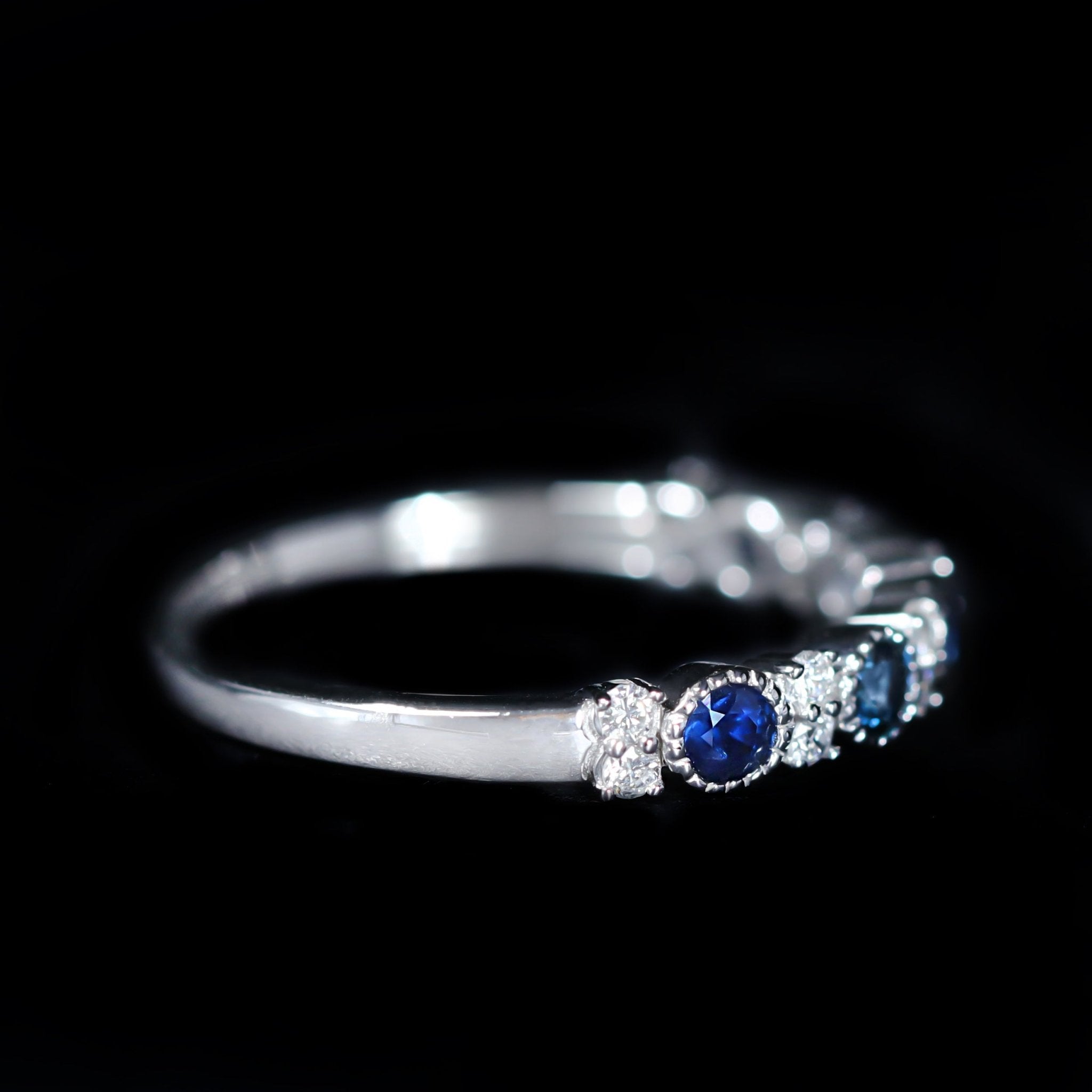 14K White Gold 0.57 CTW Sapphire and Diamond Band - Walton's Jewelry