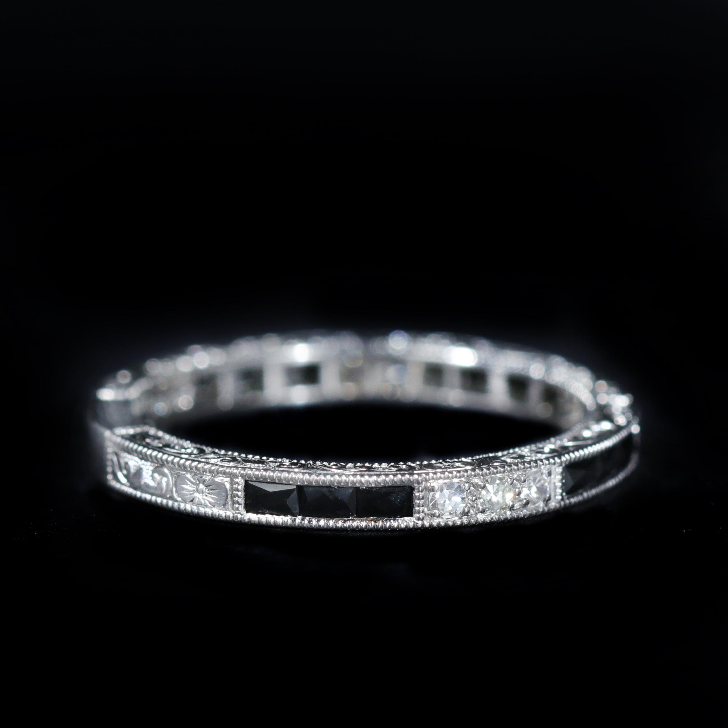 Platinum Diamond and Onyx Band