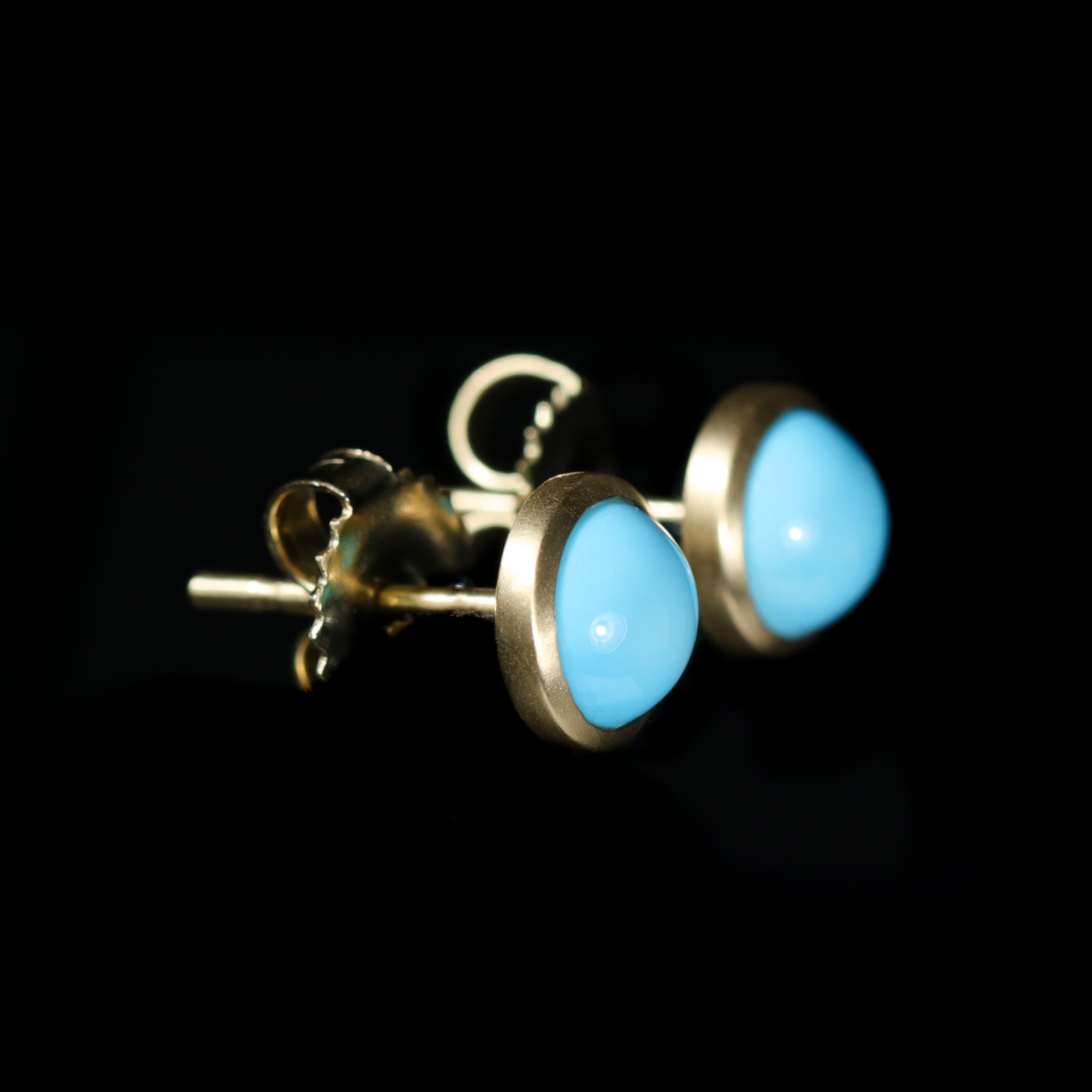 18K Yellow Gold 2.12 CTW Turquoise Stud Earrings