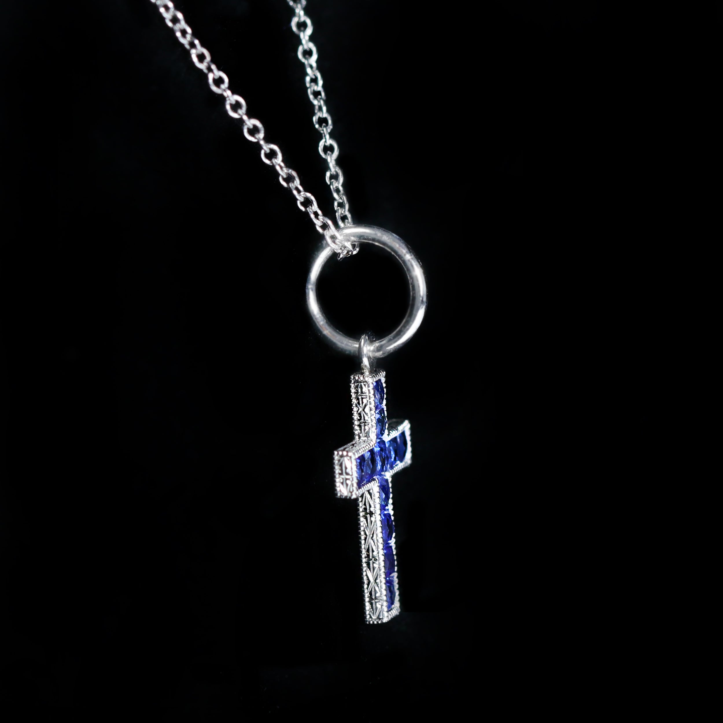 Platinum 0.40 CTW Sapphire Cross Pendant