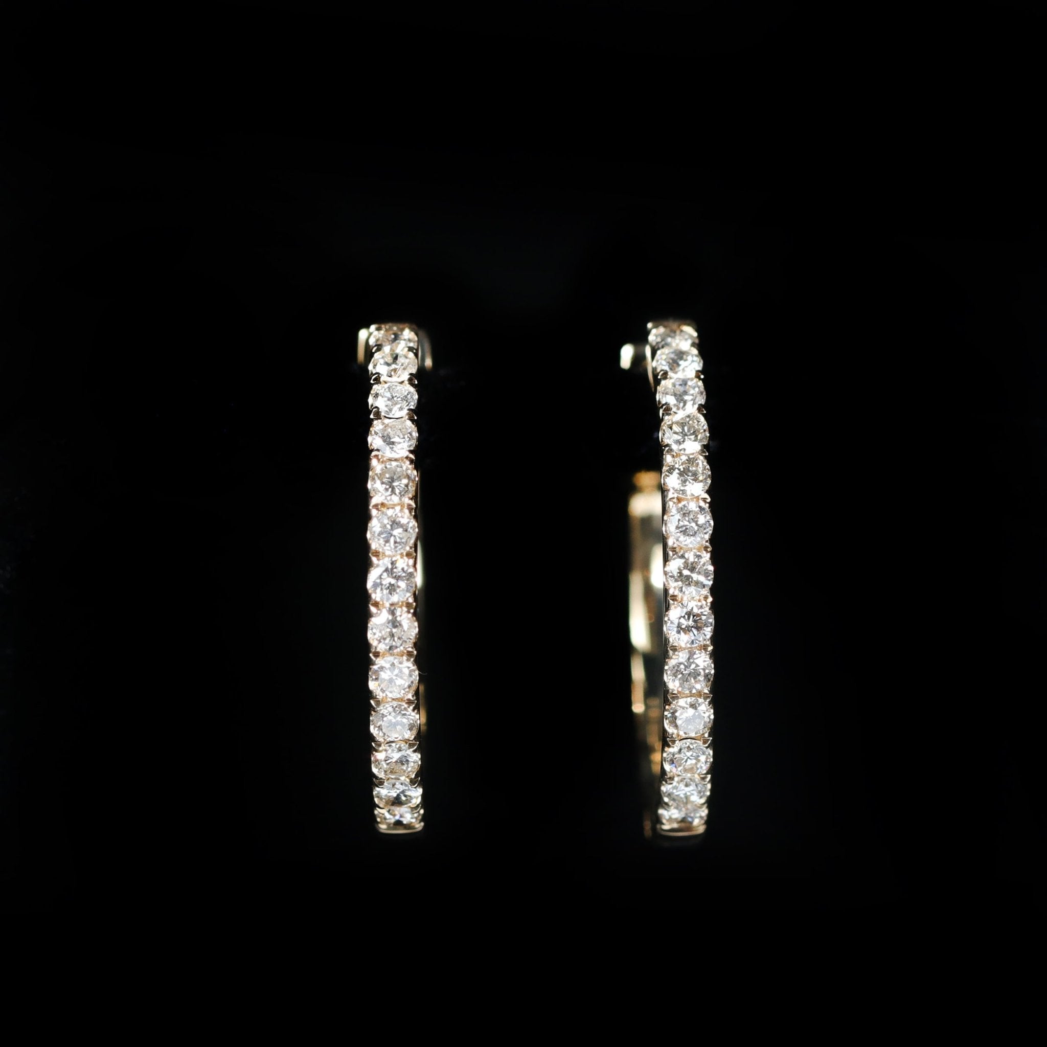 14K Yellow Gold 1.08 CTW Diamond Hoop Earrings - Walton's Jewelry