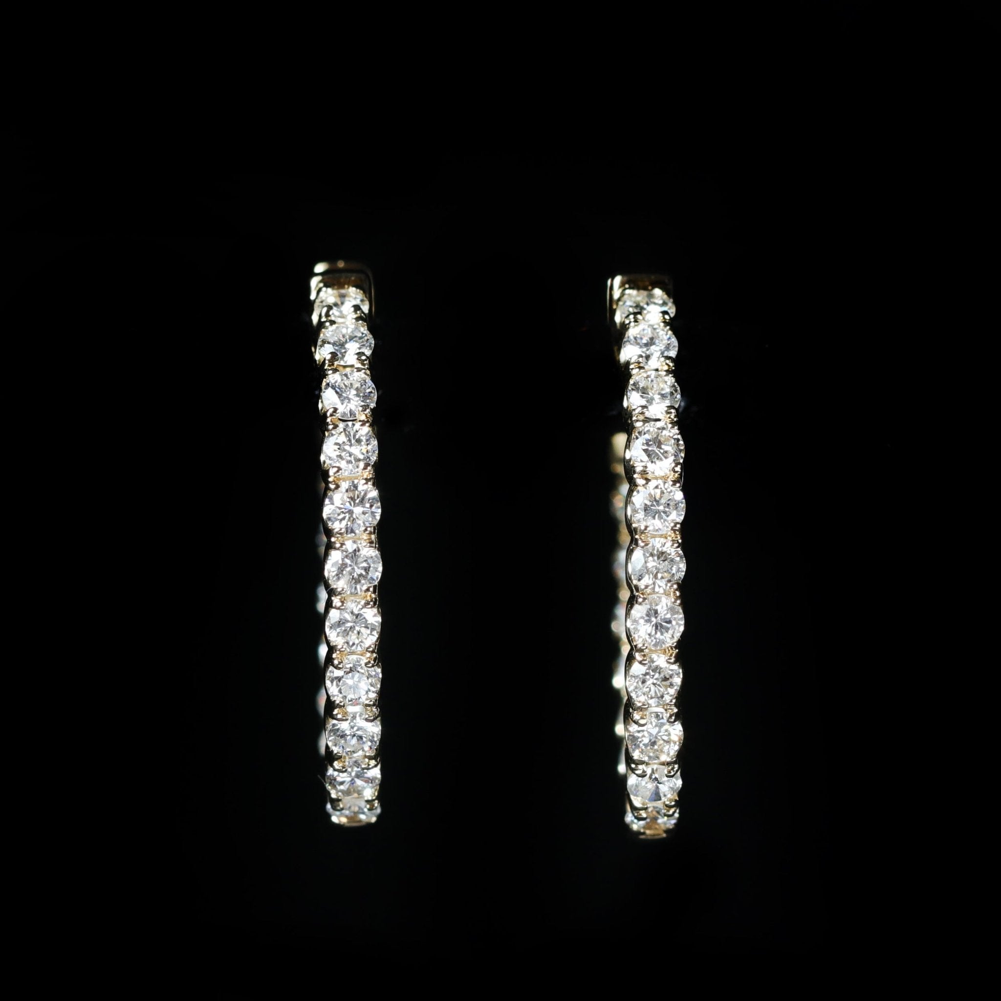 14K Yellow Gold 1.80 CTW Diamond Hoop Earrings - Walton's Jewelry