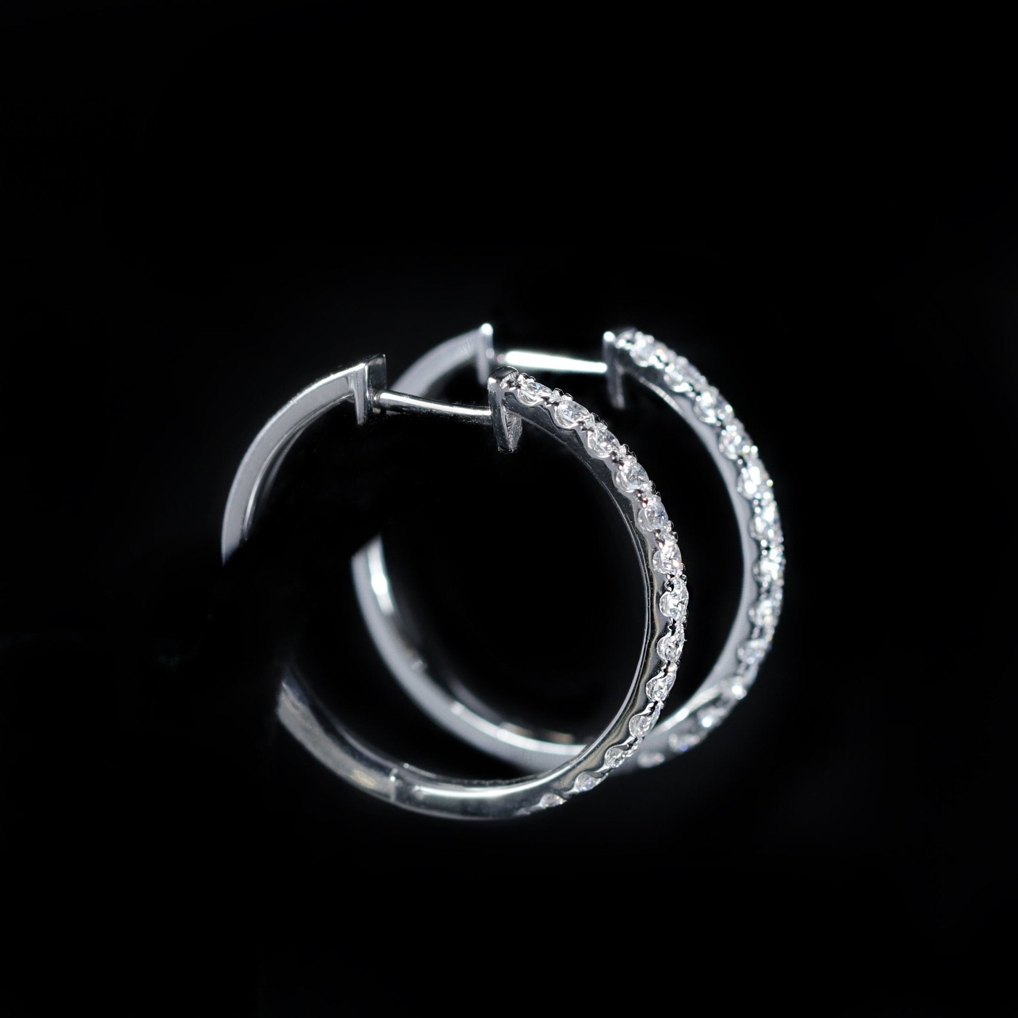 14K White Gold 1.08 CTW Diamond Hoop Earrings - Walton's Jewelry