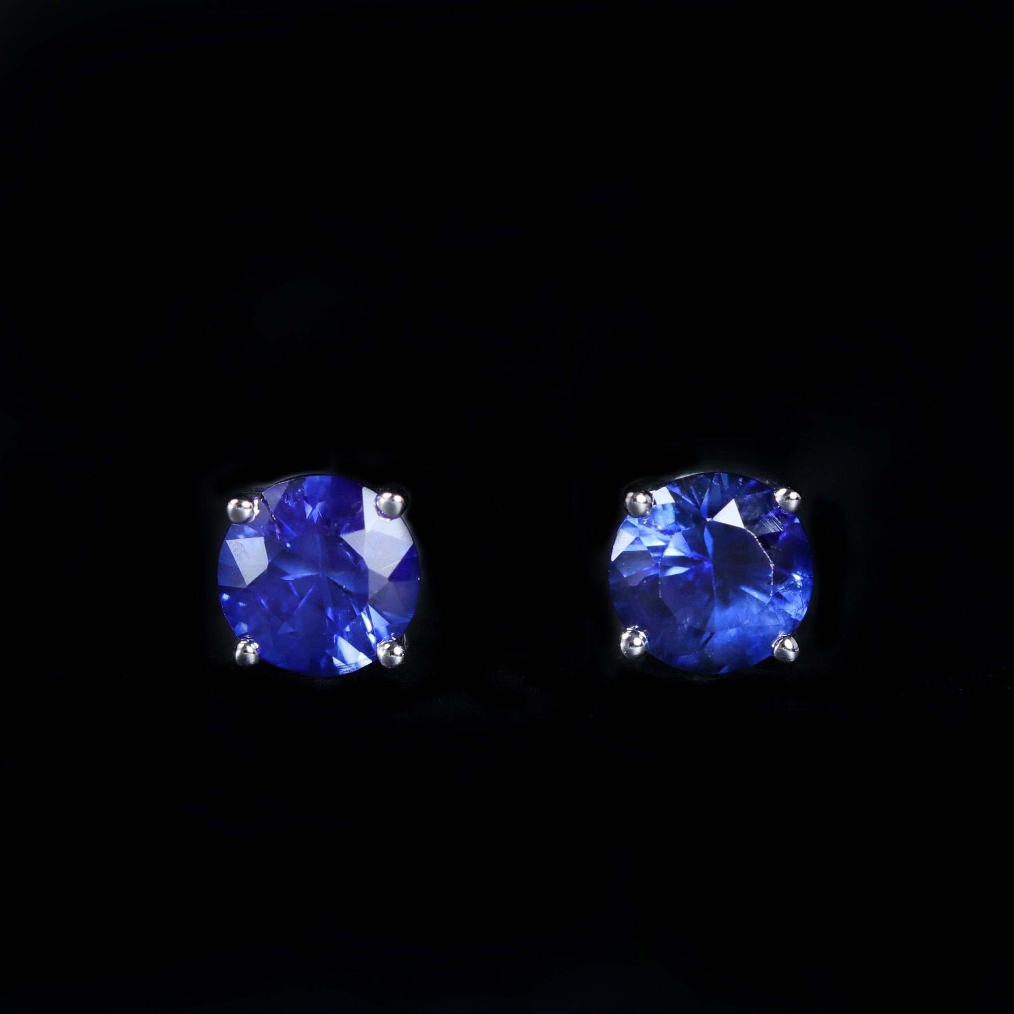 14K White Gold 0.91 CTW Sapphire Stud Earrings - Walton's Jewelry