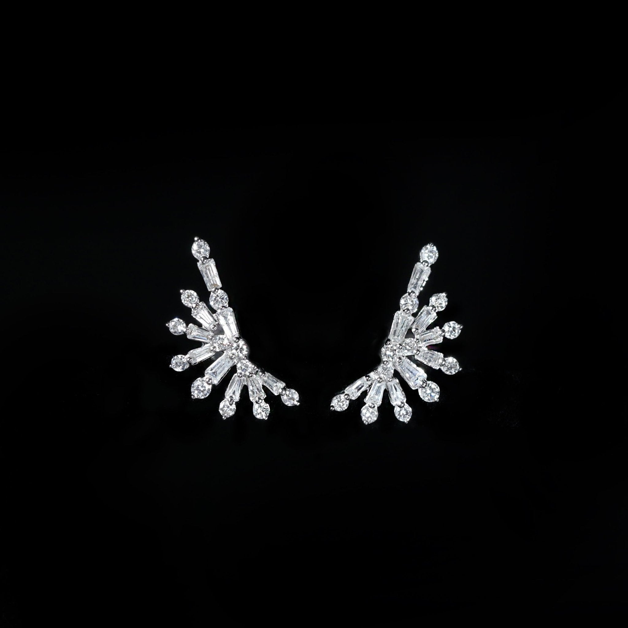 14K White Gold 0.60 CTW Diamond Stud Earring Climbers - Walton's Jewelry