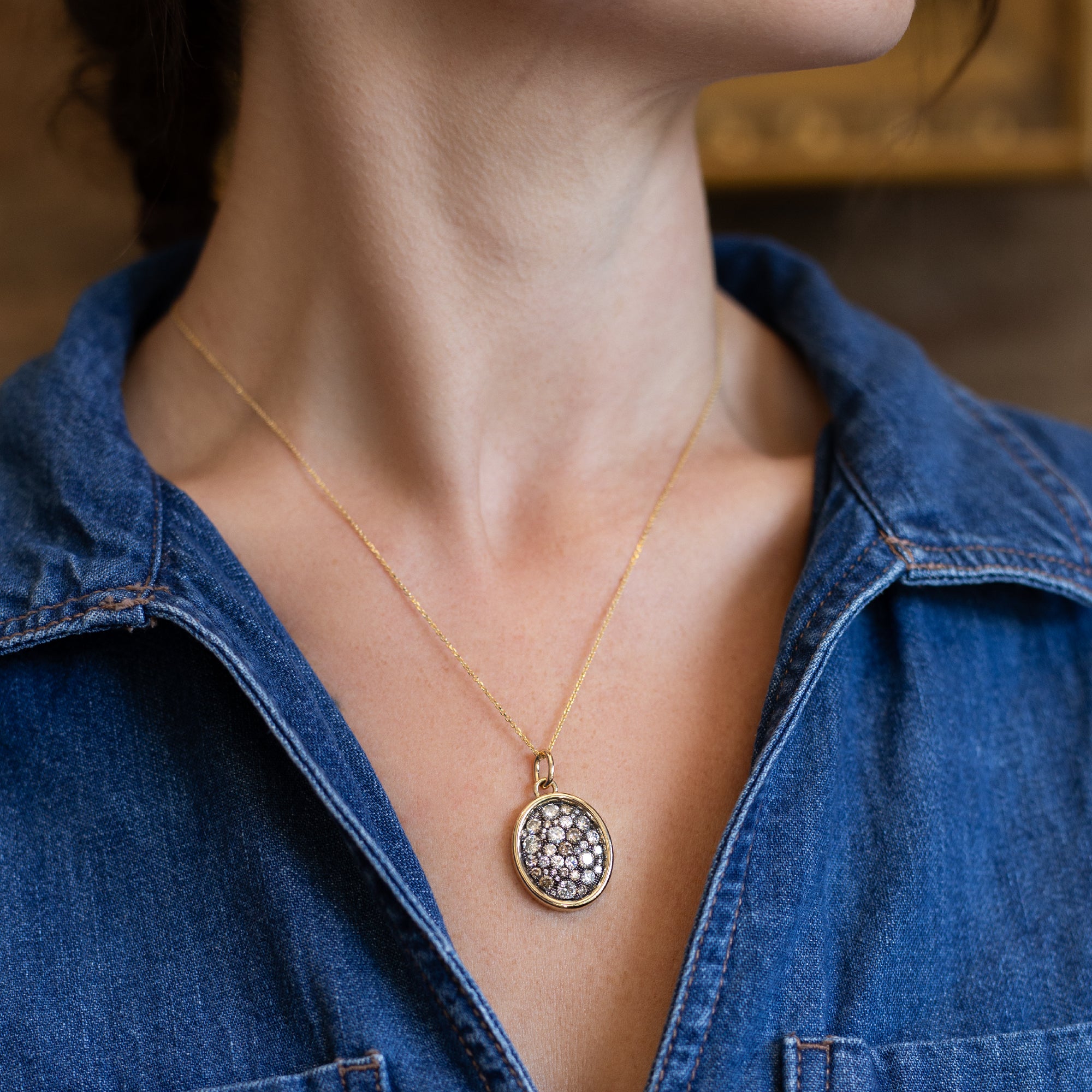 14K Yellow Gold 2.52 CTW Diamond Pavé Pendant