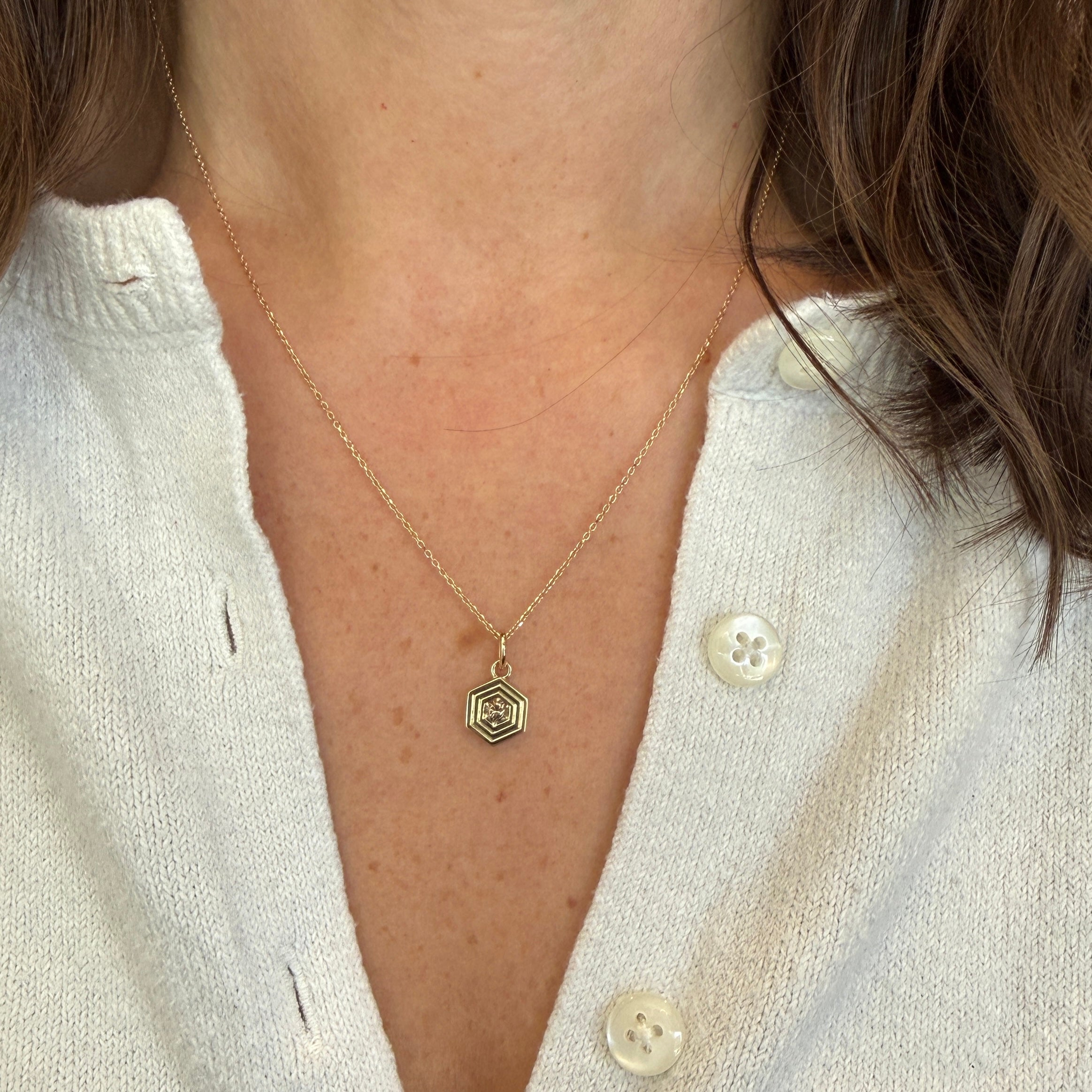 14K Yellow Gold 0.16 Carat Brown Diamond Pendant