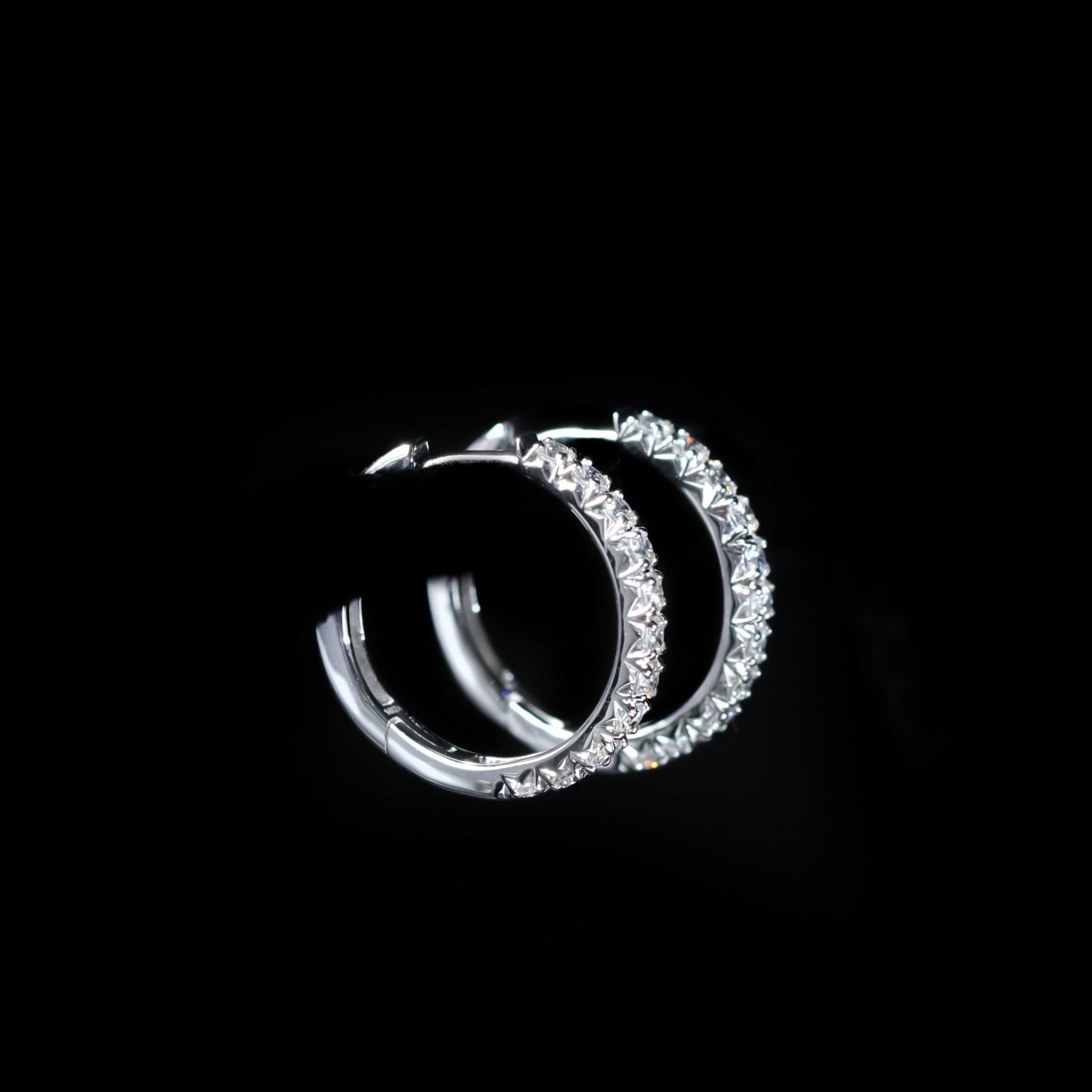 14K White Gold 0.54 CTW Diamond Hoop Earrings - Walton's Jewelry