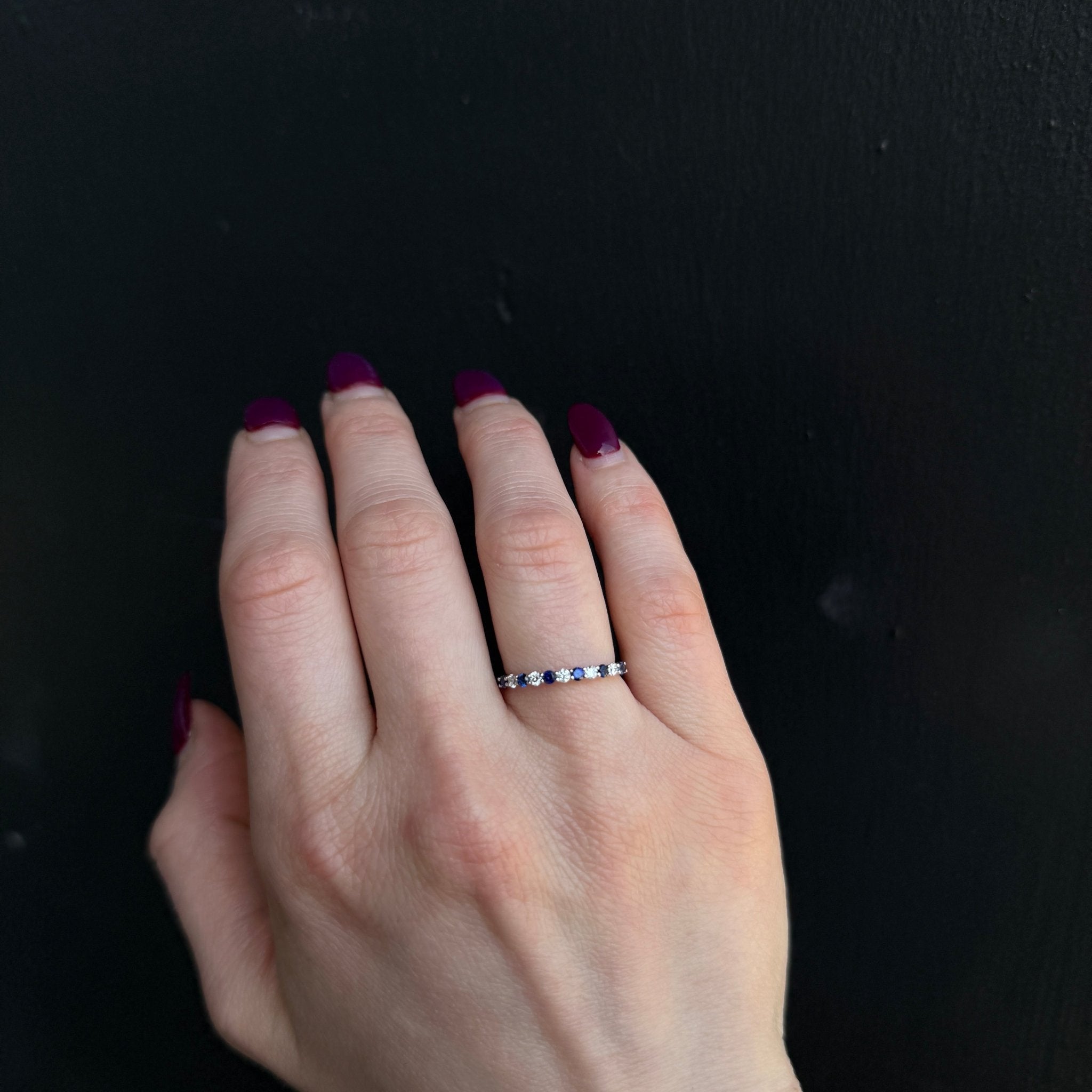 14K White Gold 0.24 CTW Sapphire and Diamond Band - Walton's Jewelry