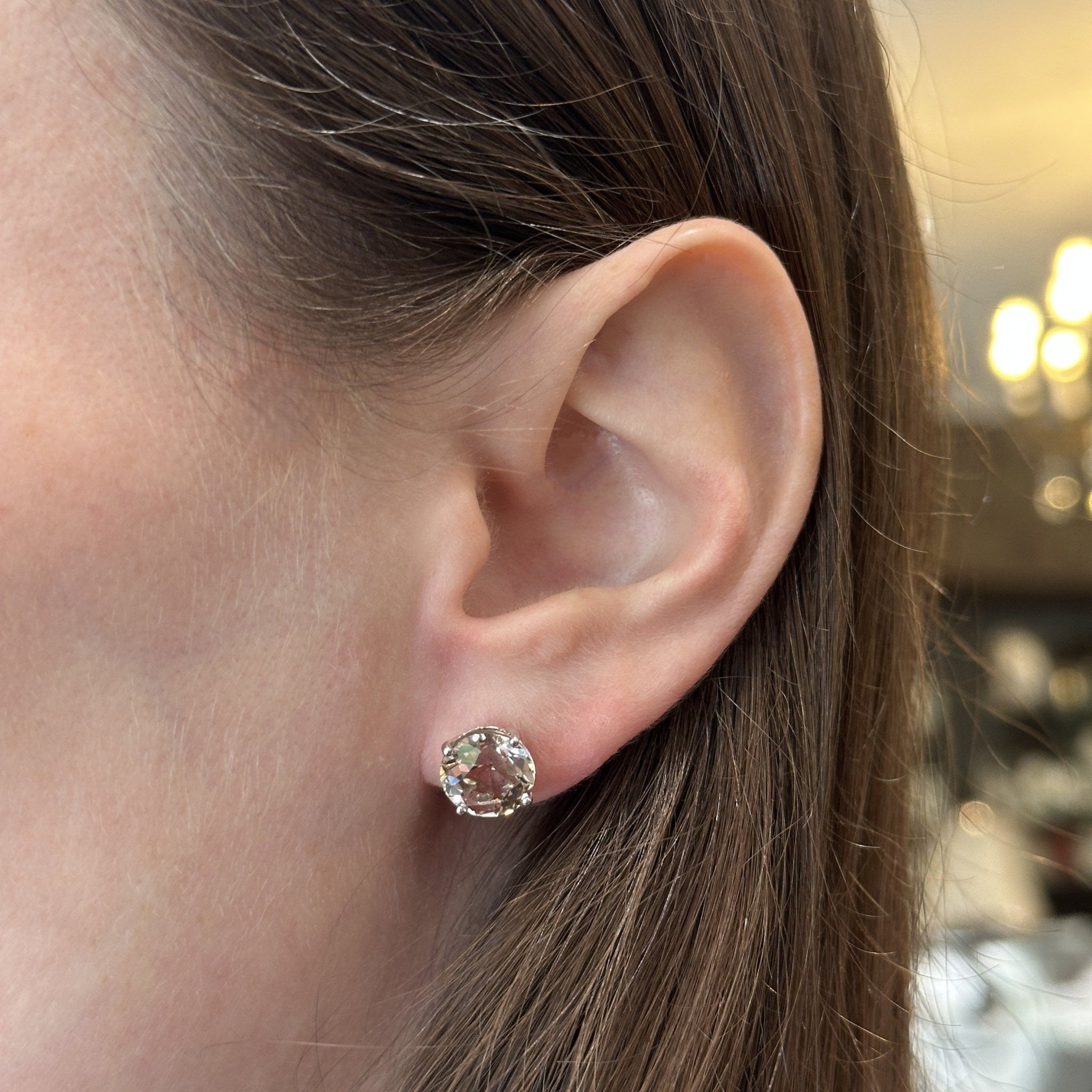 14K White Gold 5.77 CTW Smoky Quartz Stud Earrings - Walton's Jewelry