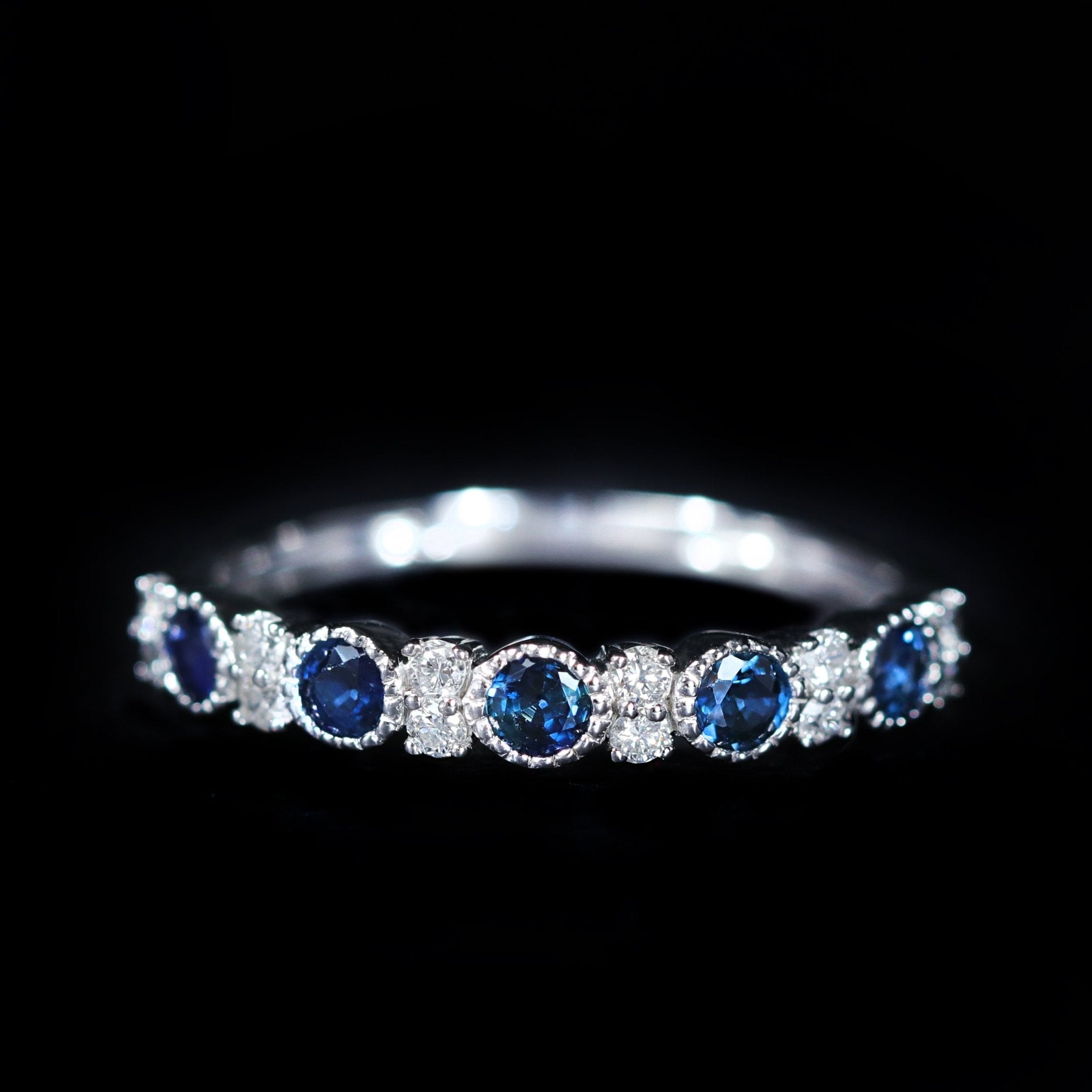 14K White Gold 0.57 CTW Sapphire and Diamond Band - Walton's Jewelry