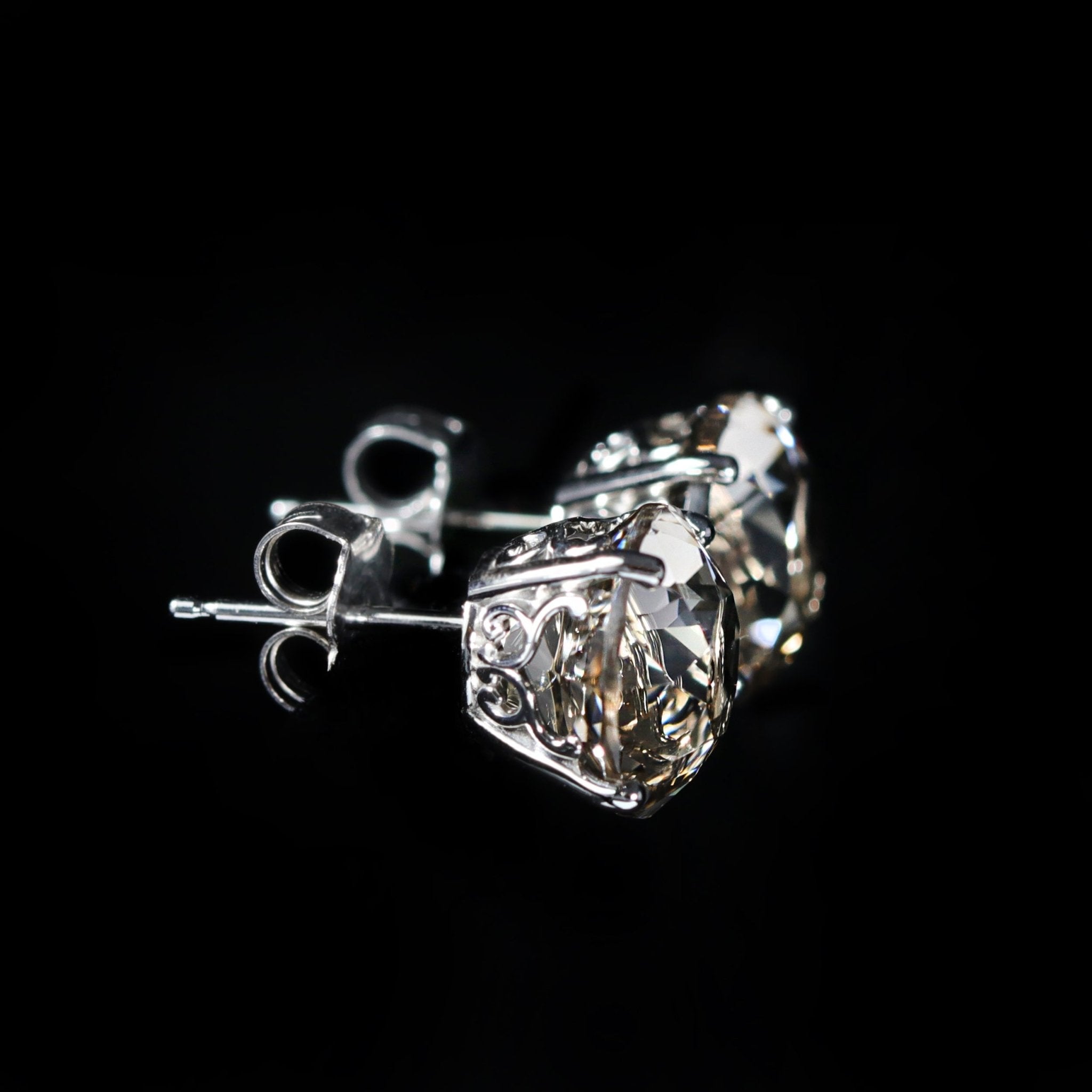 14K White Gold 5.77 CTW Smoky Quartz Stud Earrings - Walton's Jewelry