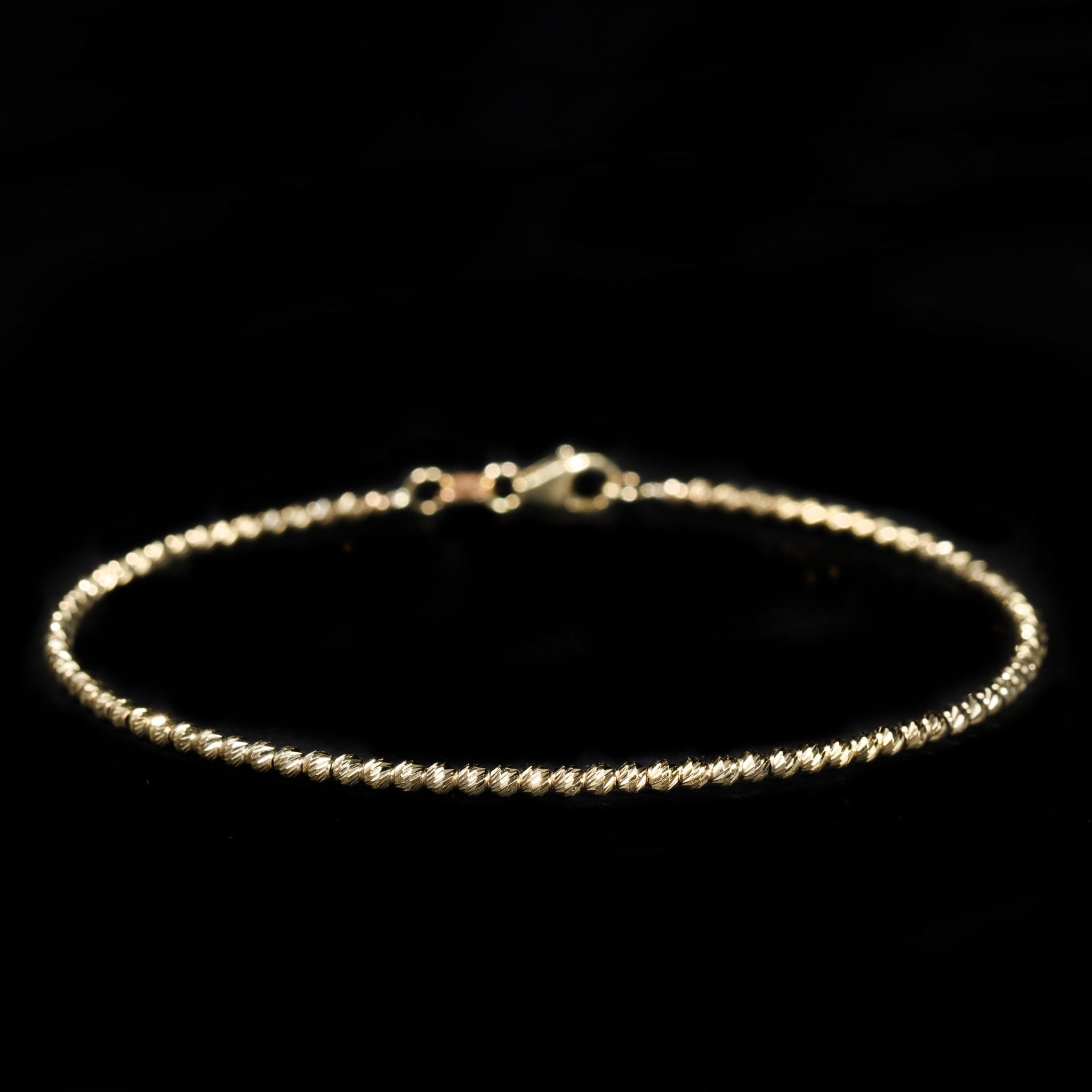 14K Yellow Gold Diamond Cut Bead Bracelet - Walton's Jewelry