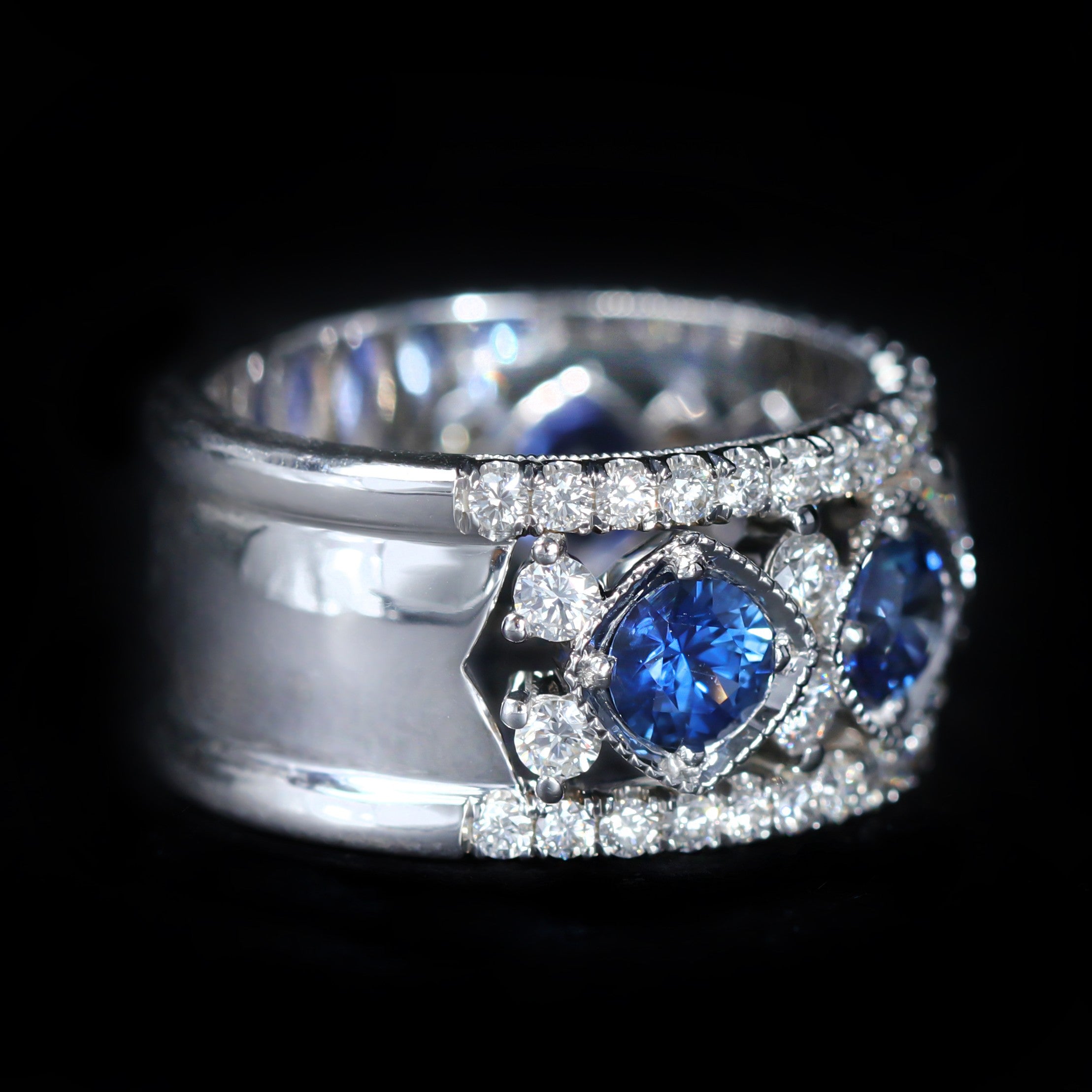 14K White Gold 1.94 CTW Sapphire and Diamond Ring