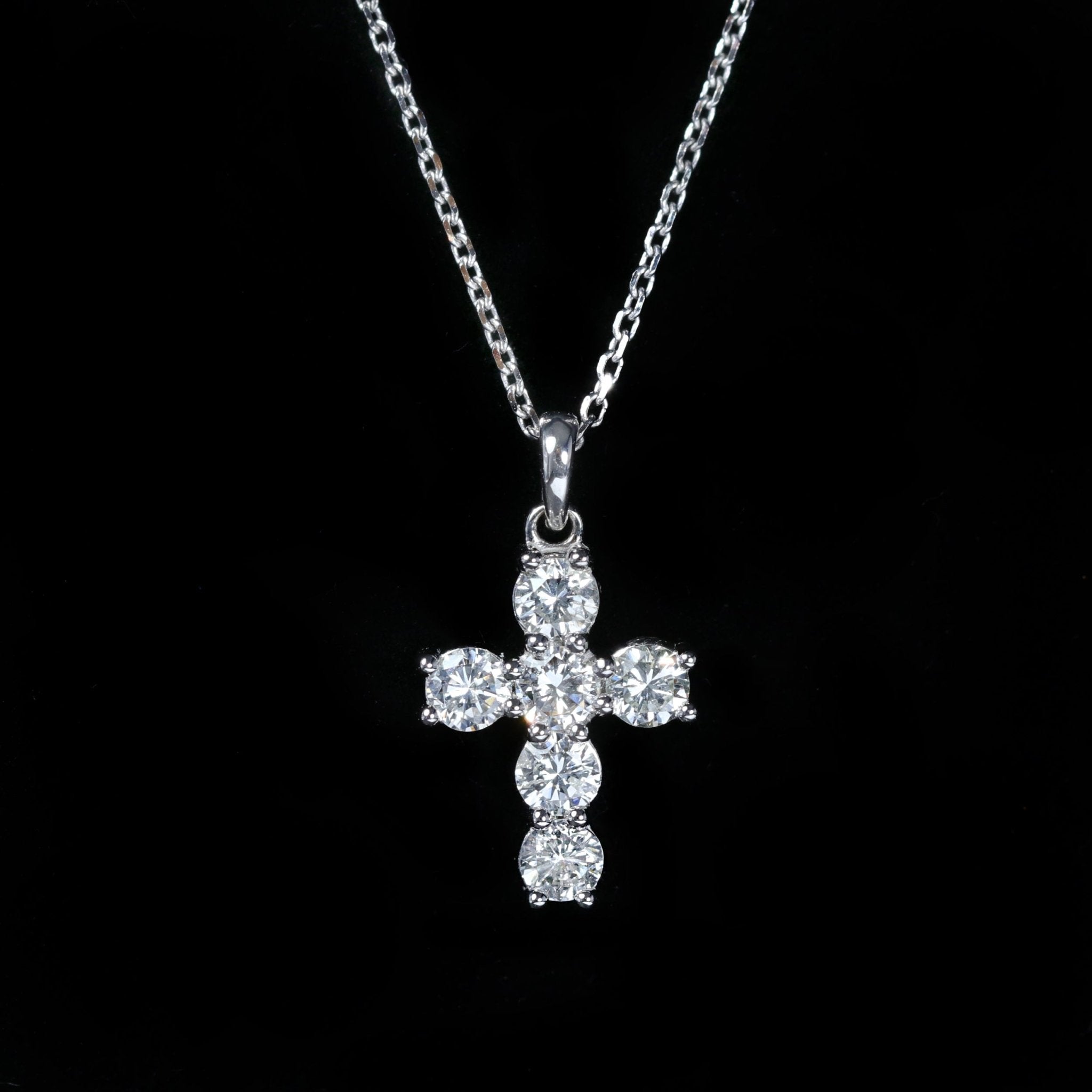 14K White Gold 0.75 CTW Diamond Cross Pendant - Walton's Jewelry