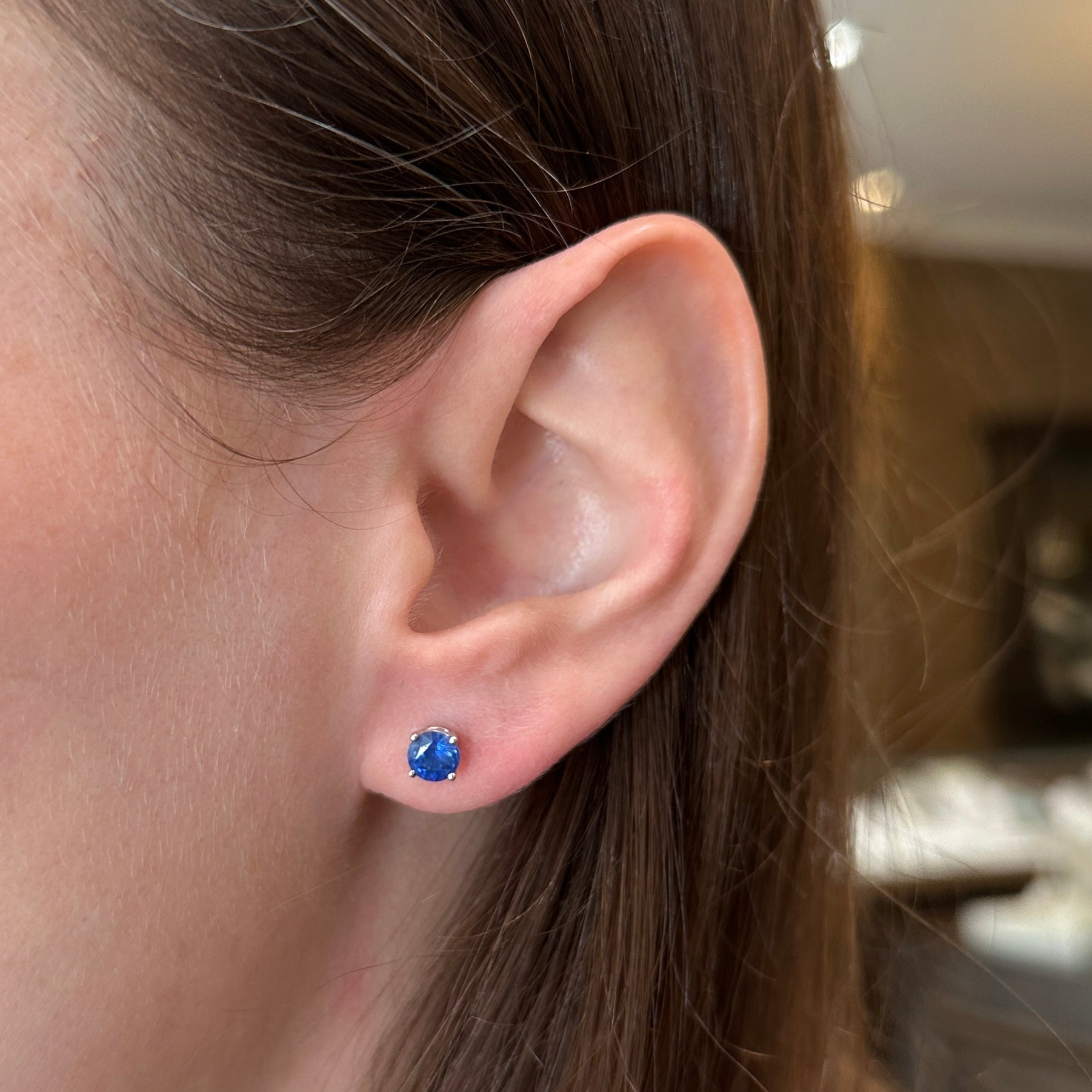14K White Gold 1.42 CTW Sapphire Stud Earrings - Walton's Jewelry