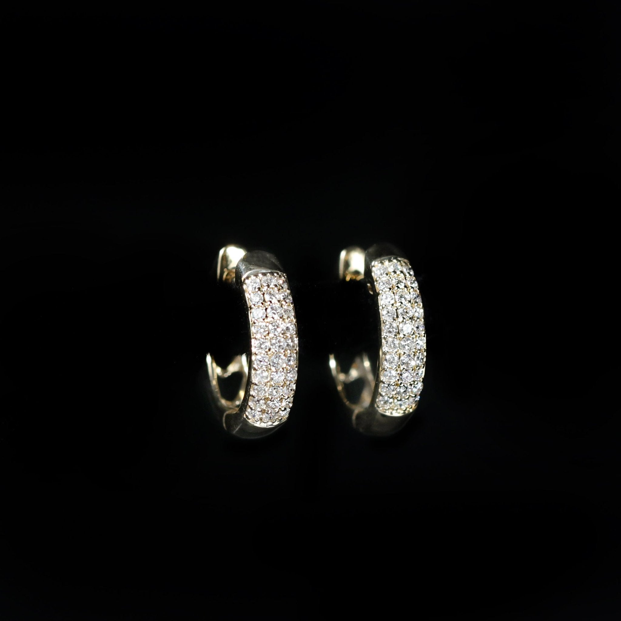 14K Yellow Gold 0.30 CTW Diamond Huggie Hoop Earrings - Walton's Jewelry