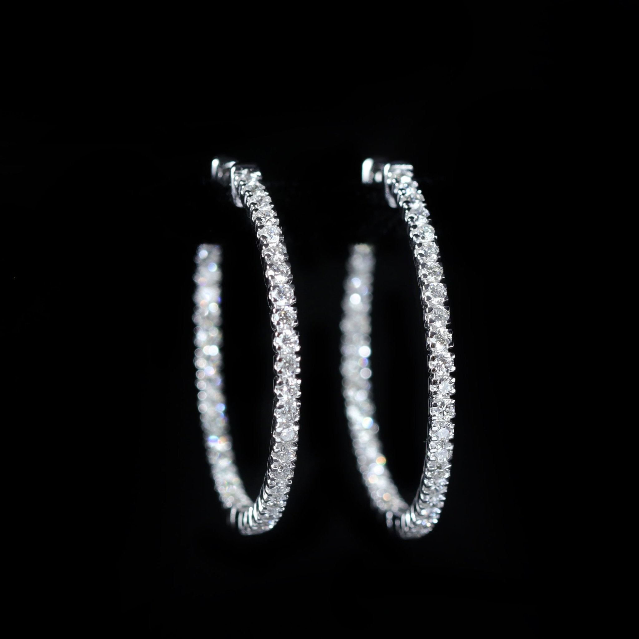 14K White Gold 1.62 CTW Diamond Hoop Earrings - Walton's Jewelry