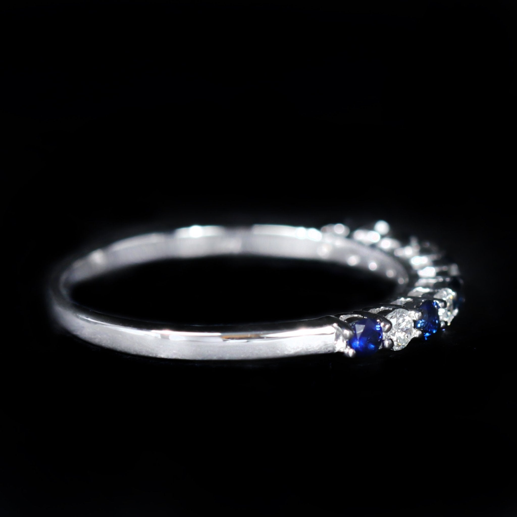 14K White Gold 0.24 CTW Sapphire and Diamond Band - Walton's Jewelry