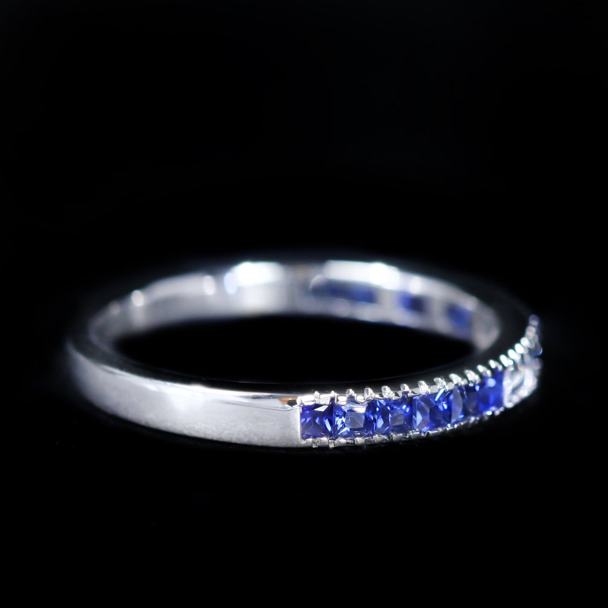 18K White Gold 0.19 CTW Baguette Diamond and Sapphire Band - Walton's Jewelry