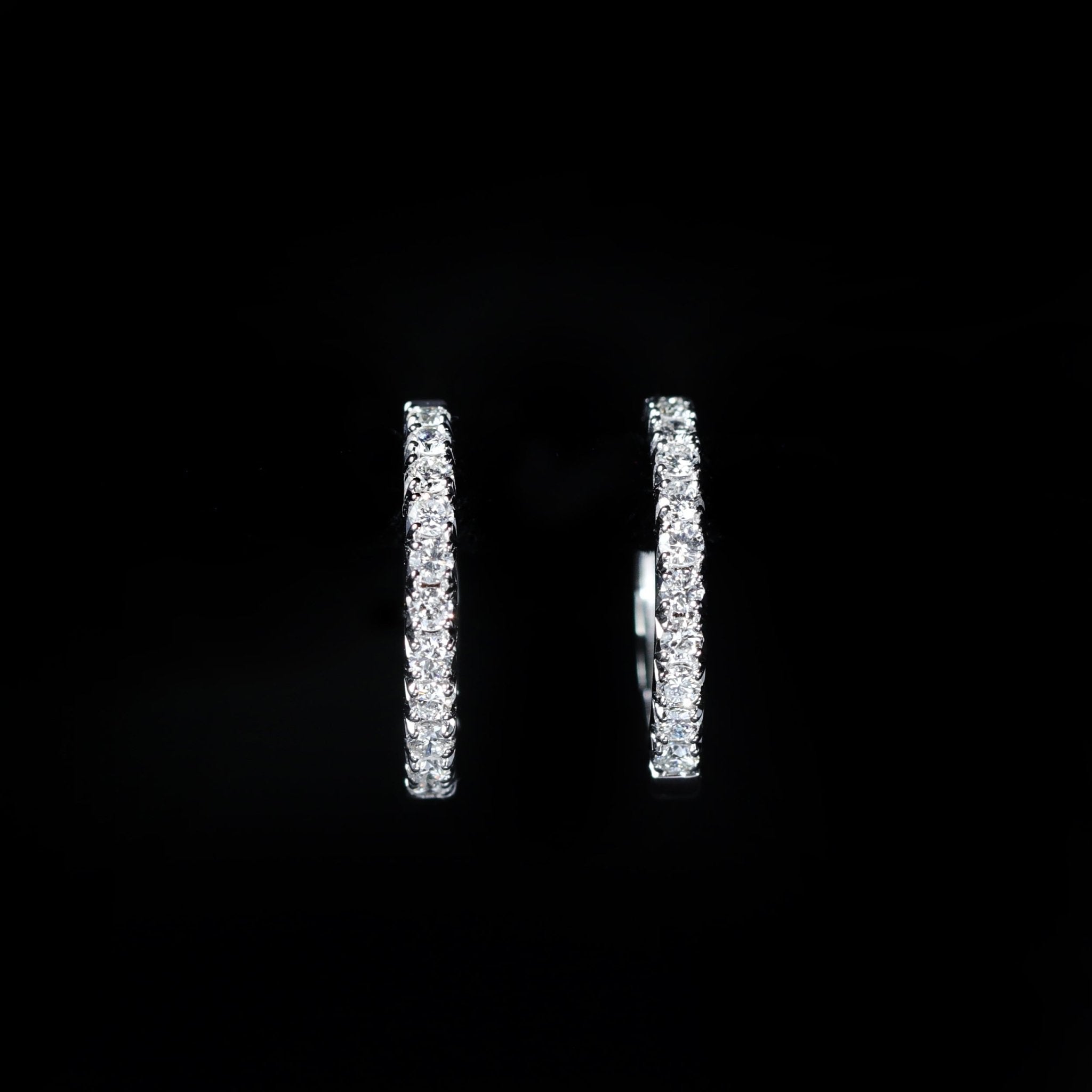 14K White Gold 0.54 CTW Diamond Hoop Earrings - Walton's Jewelry