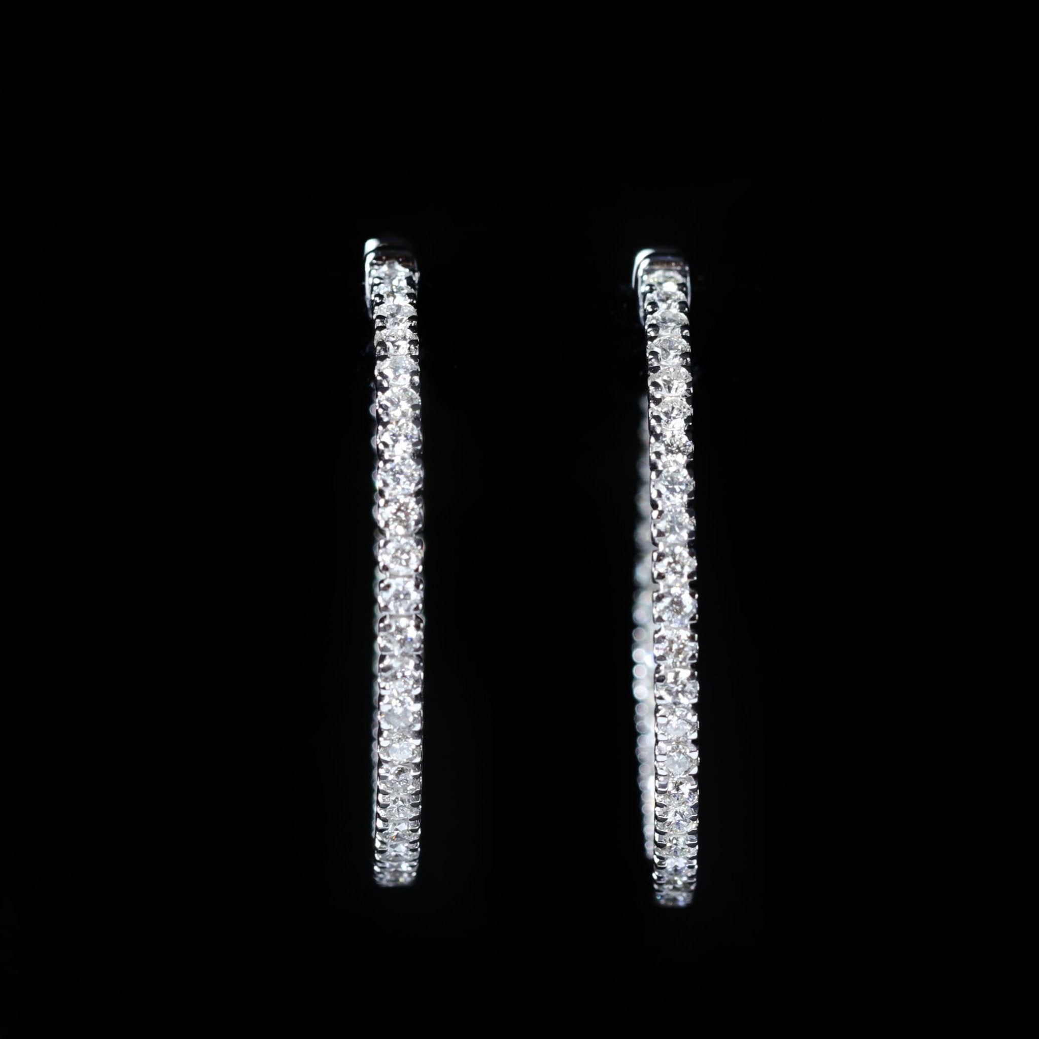 14K White Gold 1.62 CTW Diamond Hoop Earrings - Walton's Jewelry
