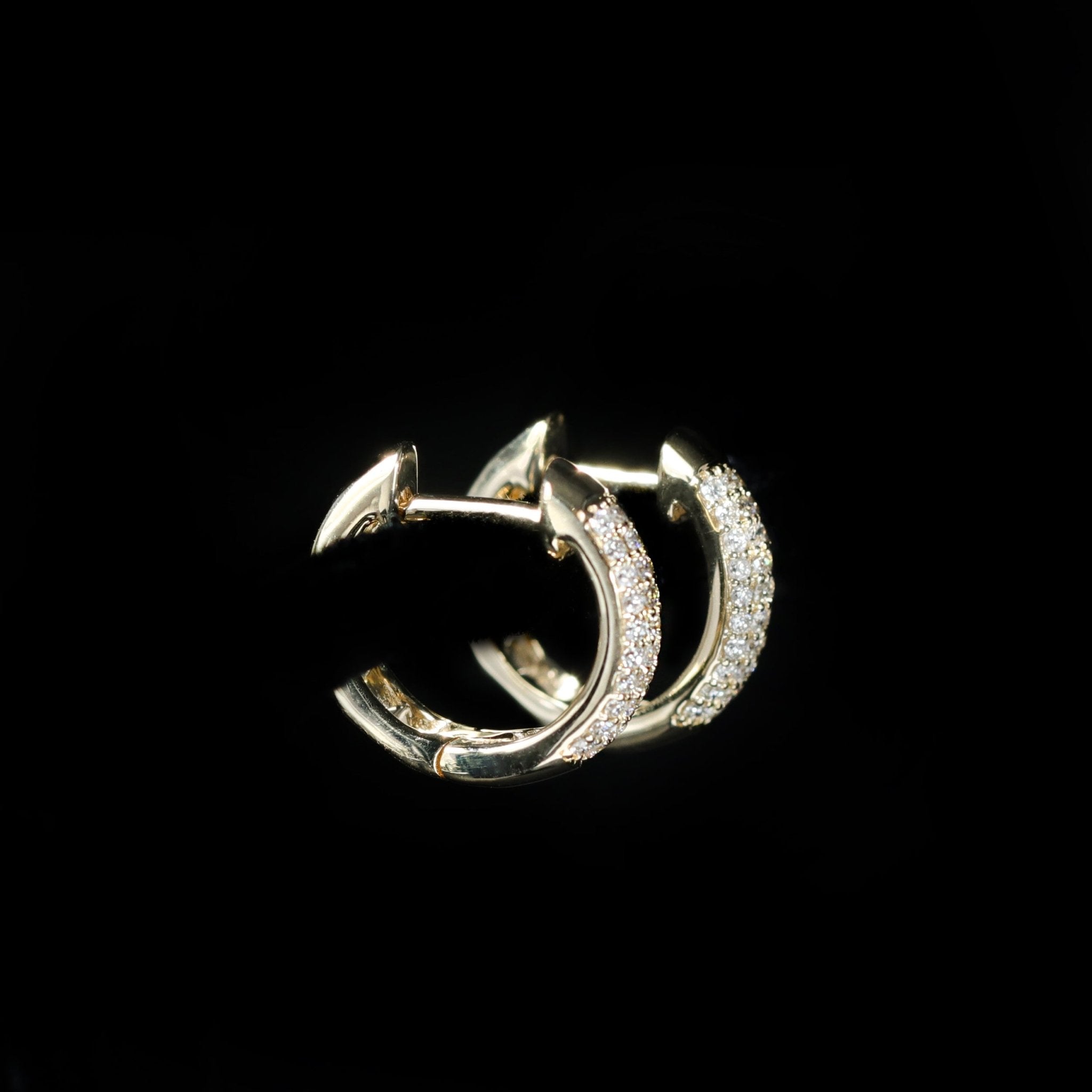 14K Yellow Gold 0.30 CTW Diamond Huggie Hoop Earrings - Walton's Jewelry