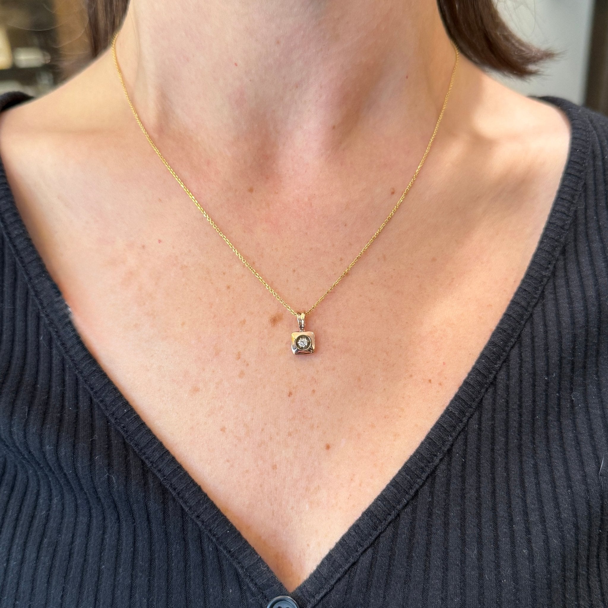 Estate 0.10 Carat Old Mine Cut Diamond Pendant - Walton's Jewelry