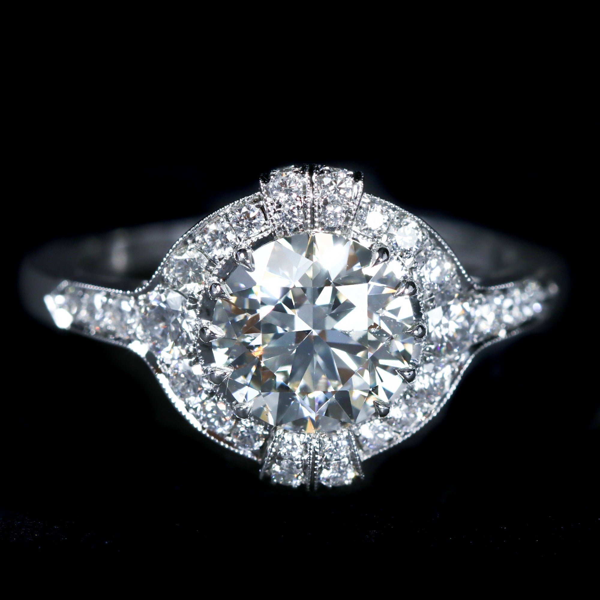 Platinum GIA 1.70 Carat Round Brilliant Cut Diamond Engagement Ring