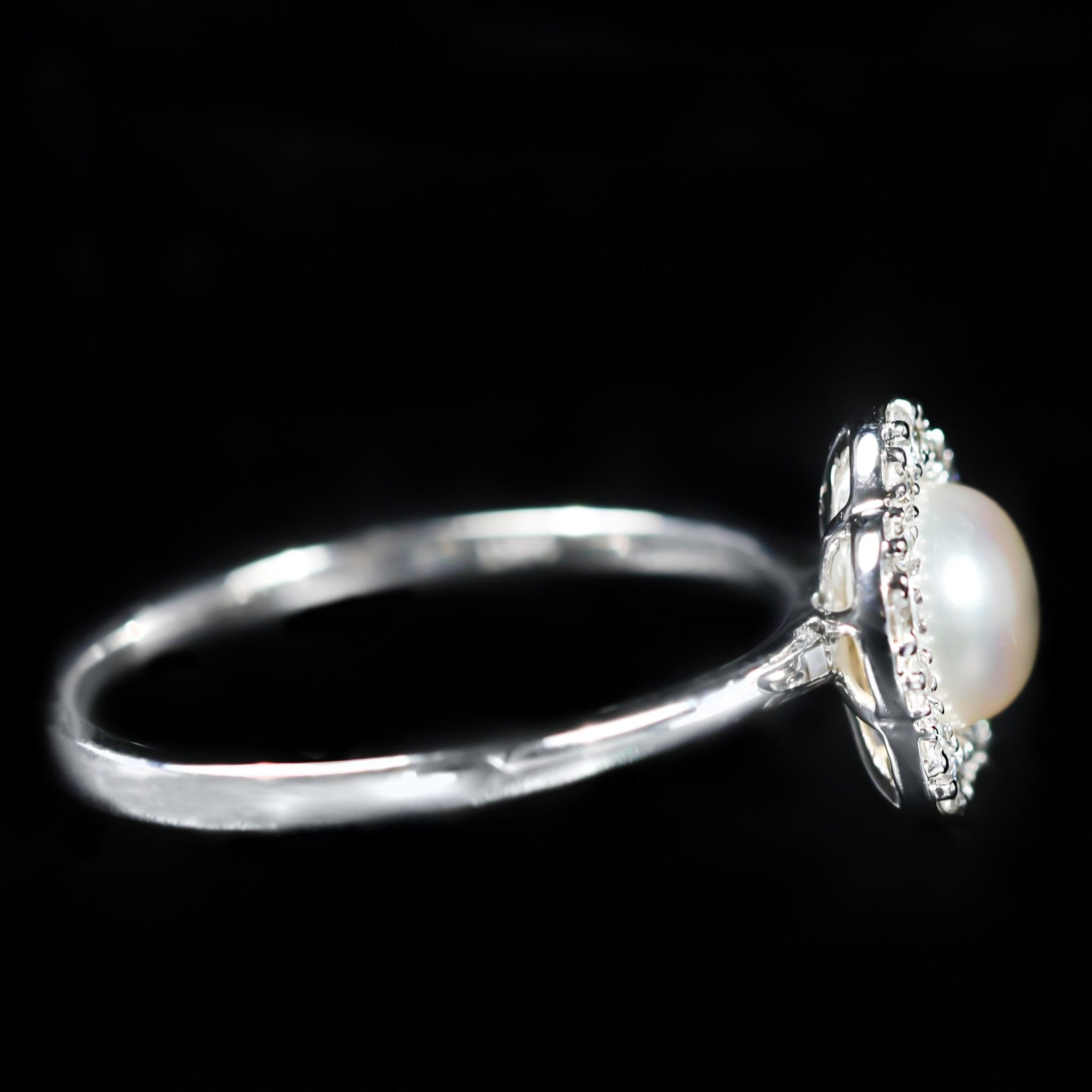 14K White Gold Pearl and Diamond Ring - Walton's Jewelry