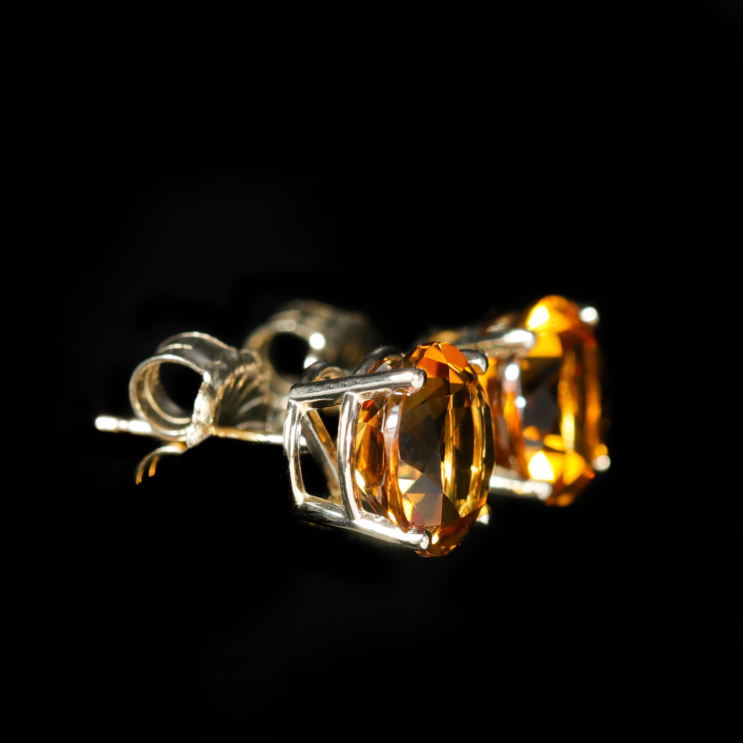 14K Yellow Gold 3.50 CTW Citrine Stud Earrings