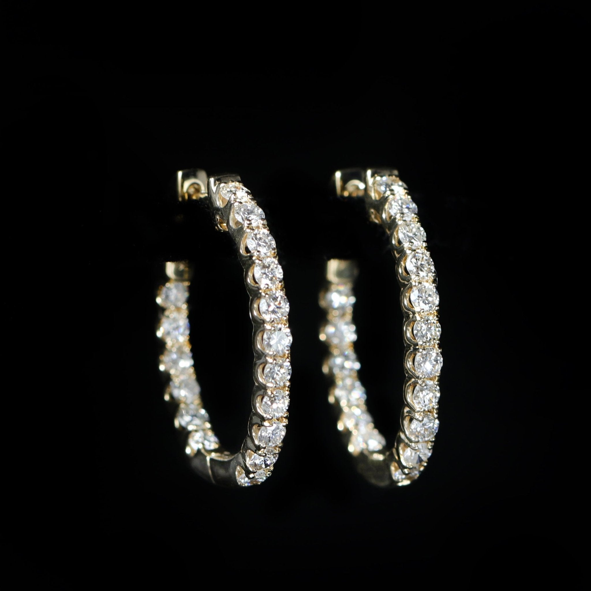 14K Yellow Gold 1.80 CTW Diamond Hoop Earrings - Walton's Jewelry
