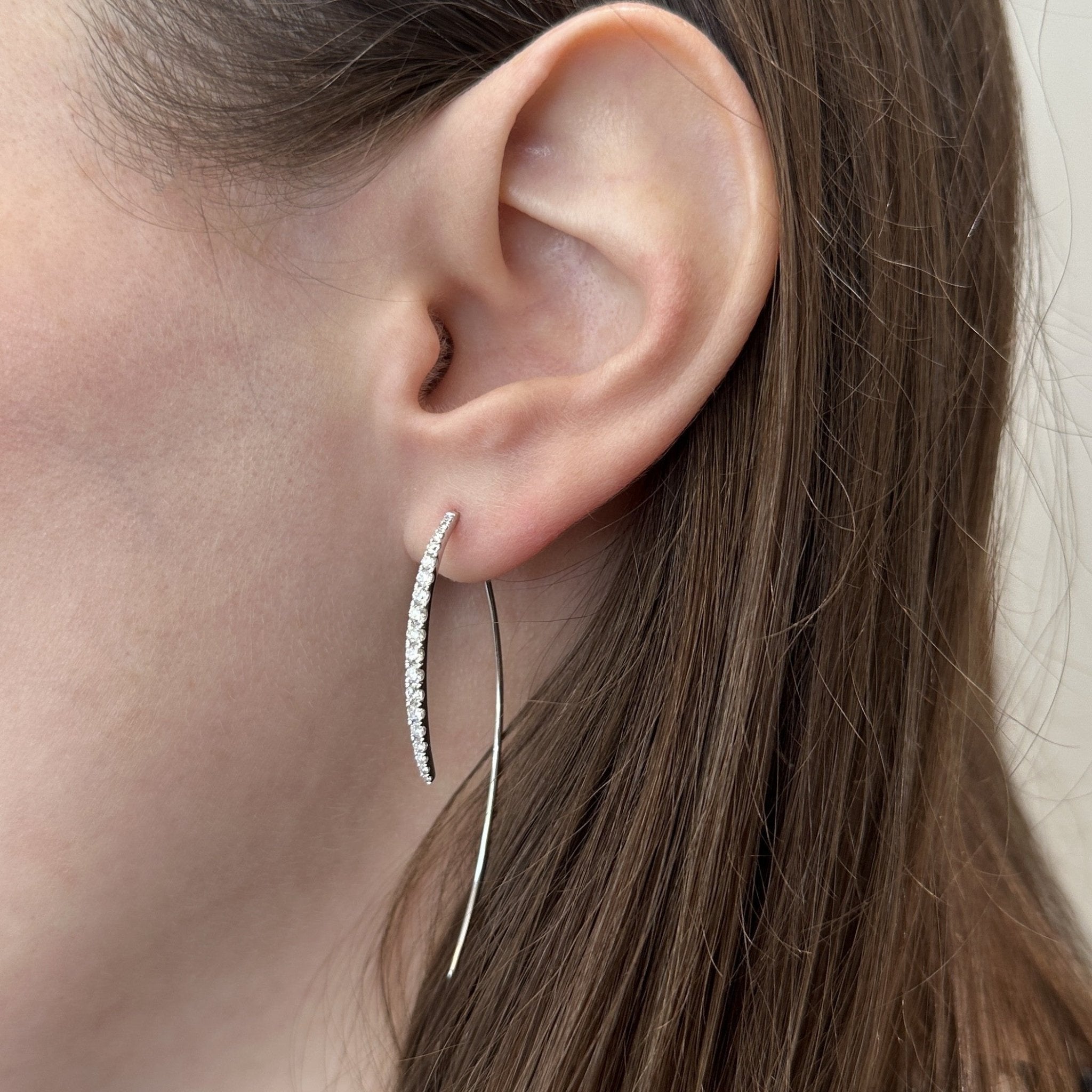 14K Rose Gold 0.54 CTW Diamond Threader Earrings - Walton's Jewelry