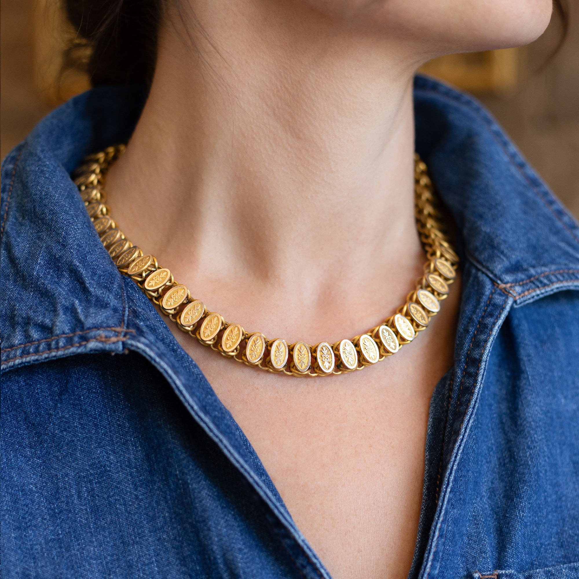 Victorian 14K Yellow Gold Book Chain, 20.25 Inches