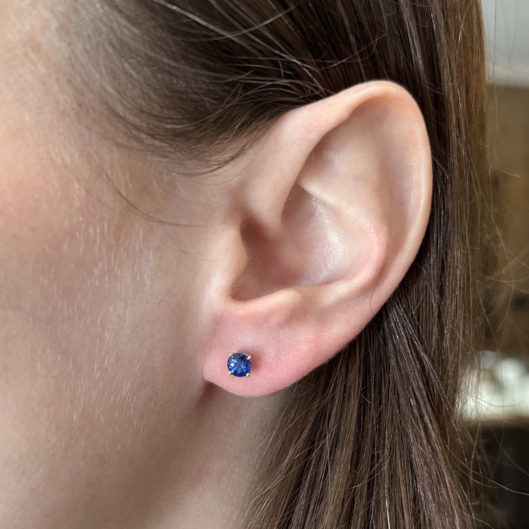 14K White Gold 0.91 CTW Sapphire Stud Earrings - Walton's Jewelry